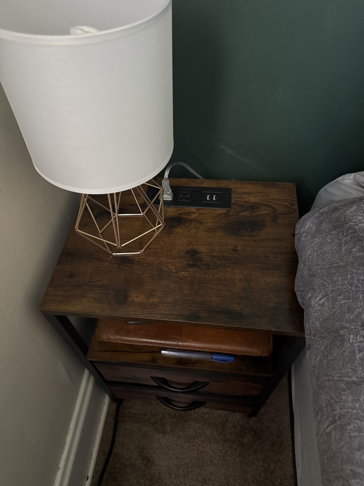 Yoobure Nightstand with Charging Station, Small Night Stand with Fabric Drawers and Storage Shelf for Bedrooms, Small Spaces, Bedside Table with USB Ports & Outlets customer photo 1