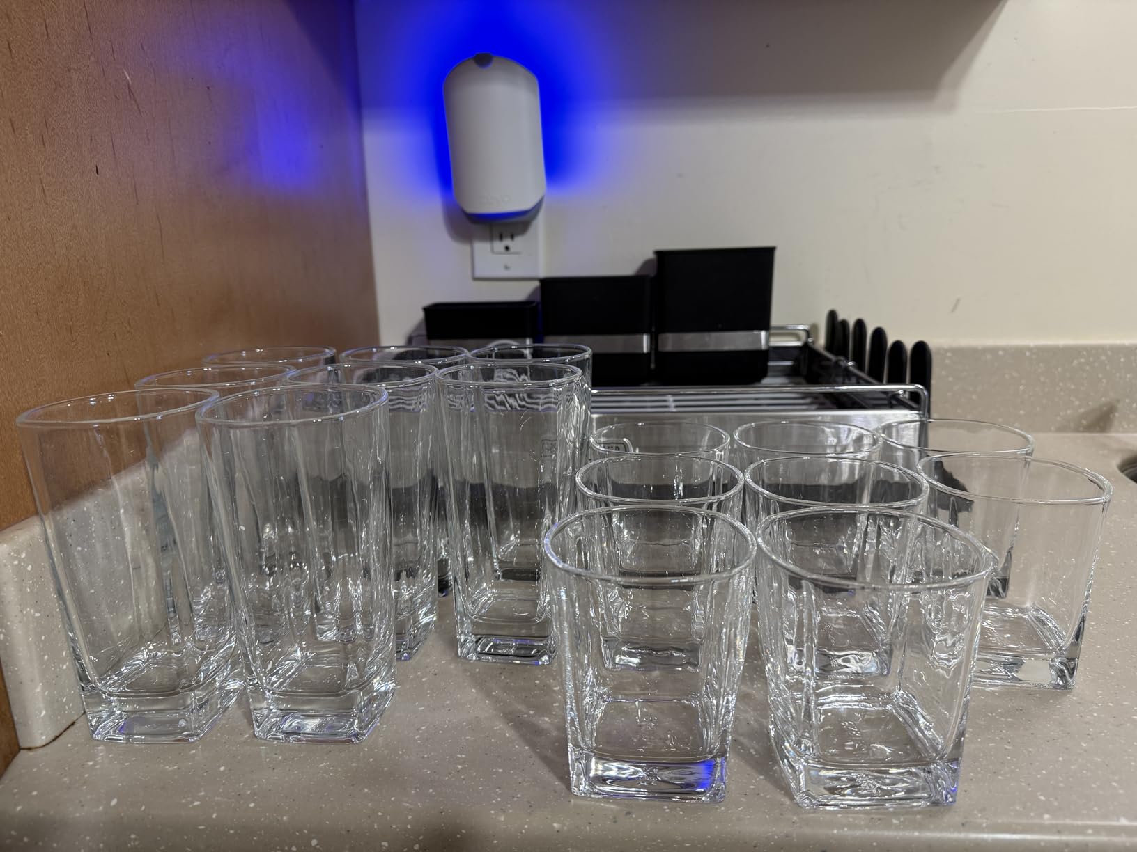 Square Everyday Drinking Glasses - Set of 16 Kitchen Drinkware Glass Cups. customer photo 2