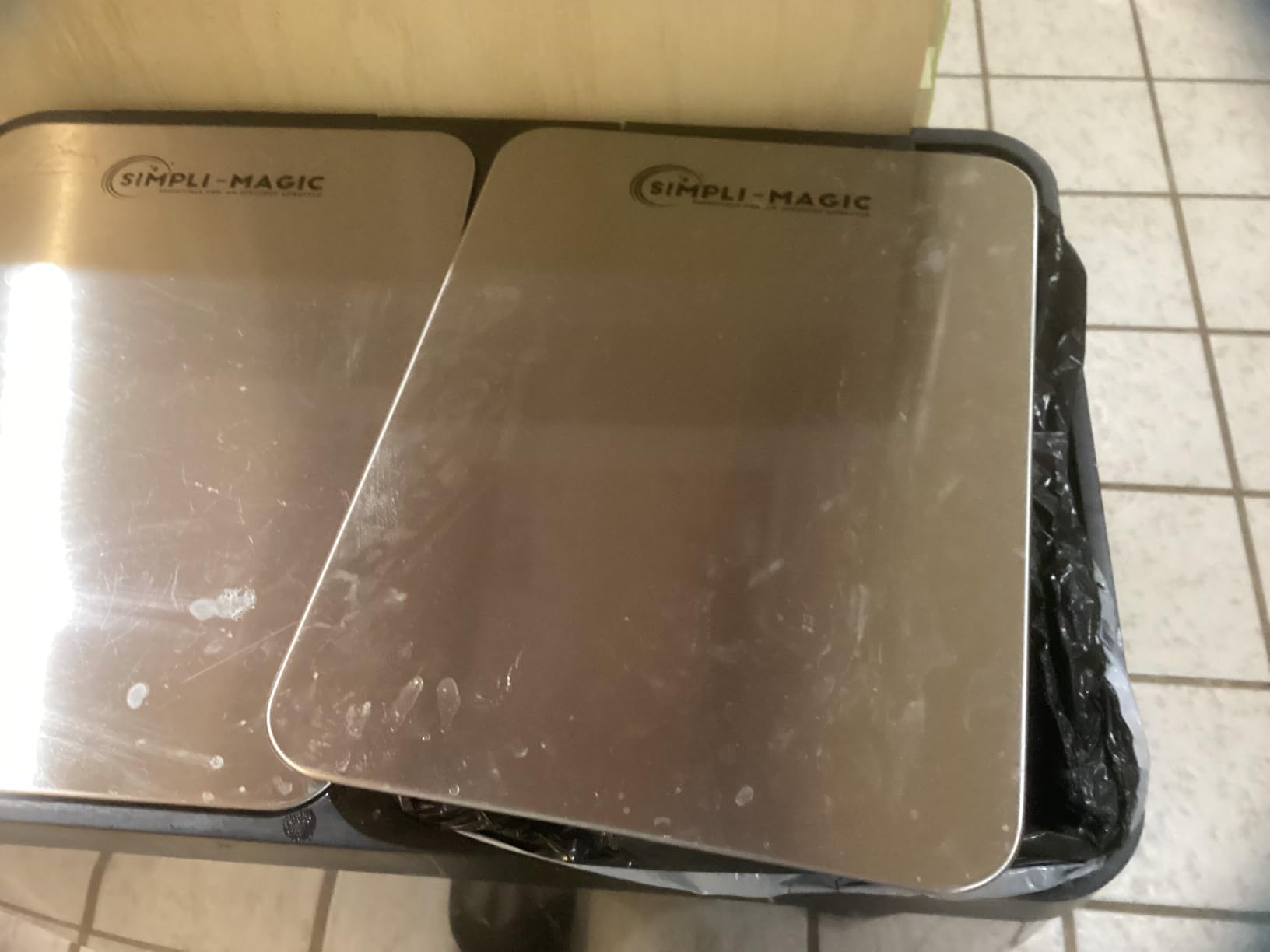 SIMPLI-MAGIC 60 Liter / 16 Gallon Rectangular Hands-Free Dual Compartment Recycling Kitchen Step Trash Can with Soft-Close Lid, Brushed Stainless Steel customer photo 1