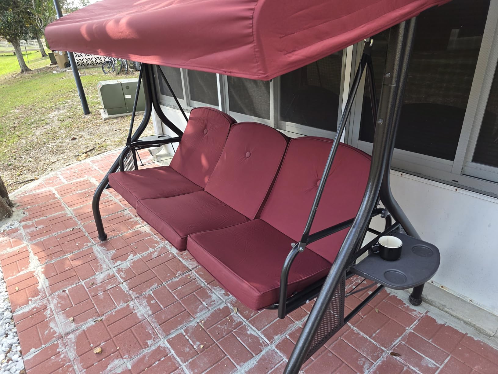 NOBLEMOOD Patio Porch Swing, 3-Seat Outdoor Swing with Adjustable Canopy customer photo 1
