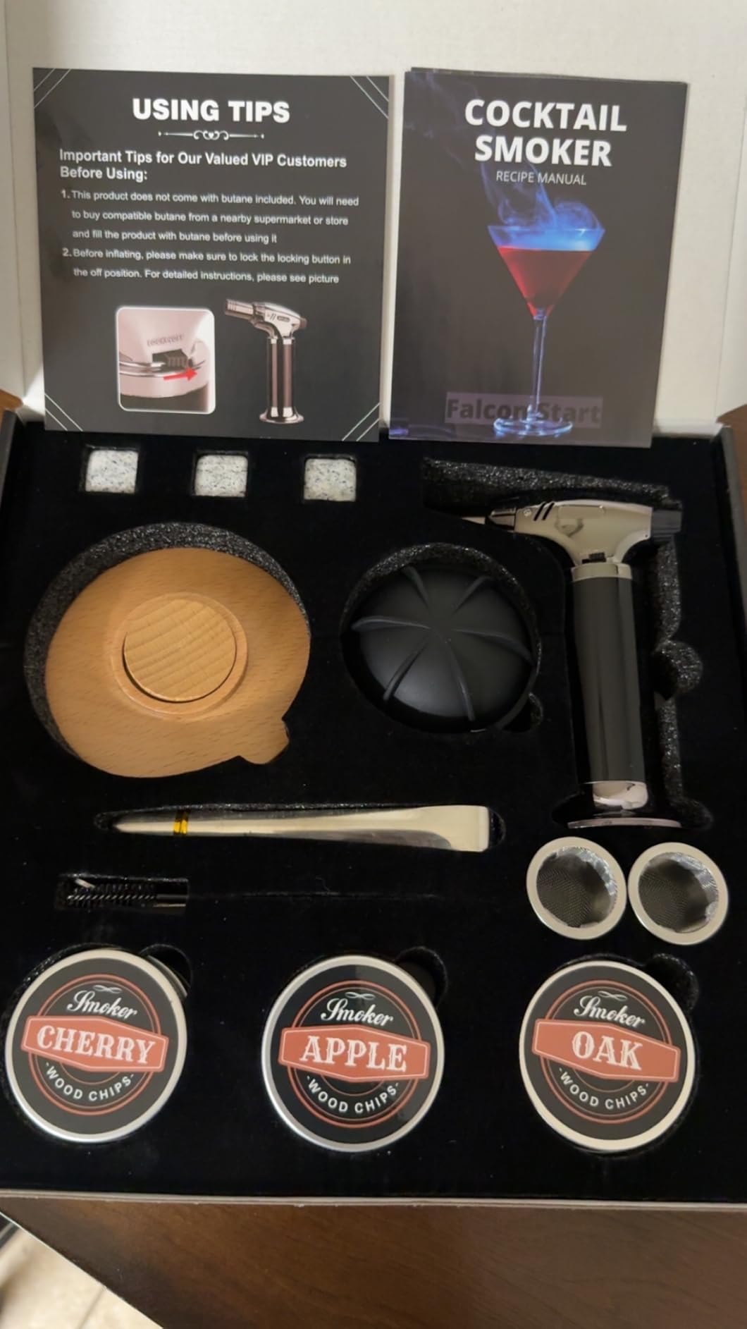 Cocktail Smoker Kit with Torch – 6 Flavors Wood Chips – Bourbon, Whiskey Smoker Infuser Kit, Old Fashioned Drink Smoker Kit, Birthday Bourbon Whiskey Gifts for Men, Dad, Husband (Without Butane) customer photo 1