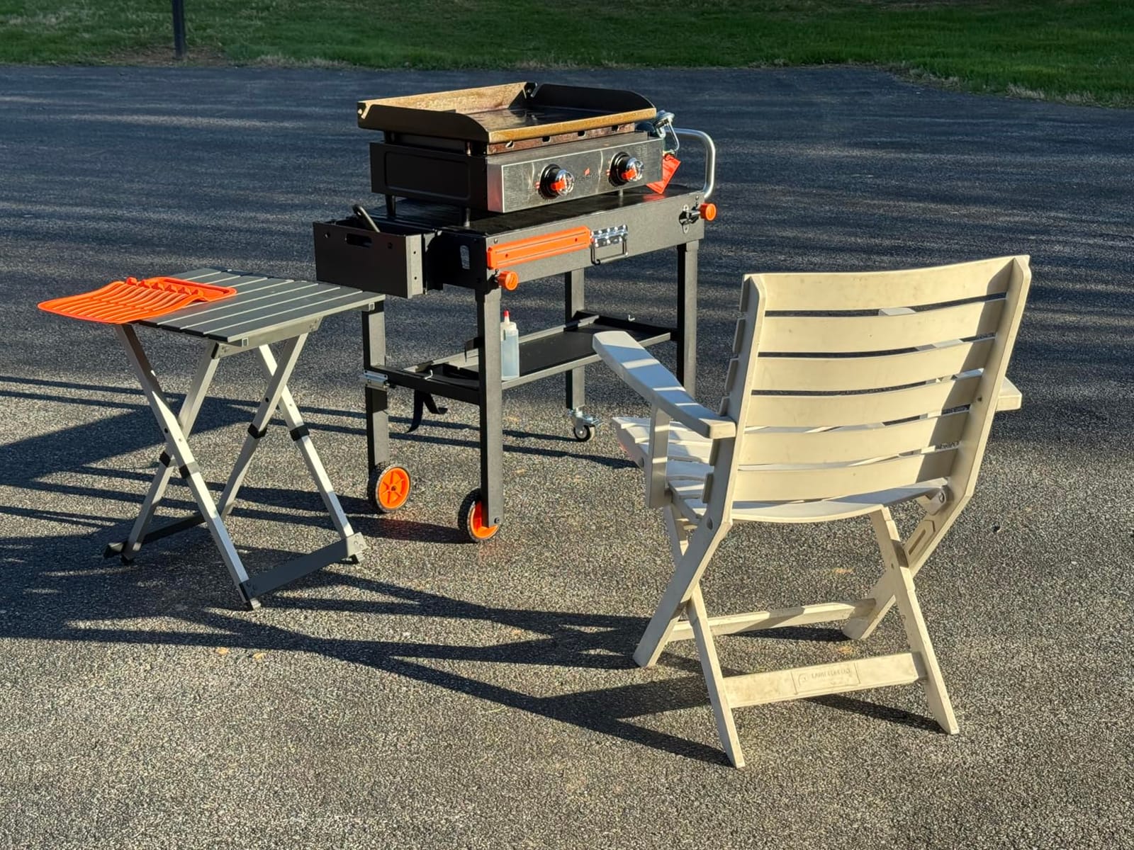 Portable Outdoor Grill Table, Folding Grill Cart with Wheels customer photo 1