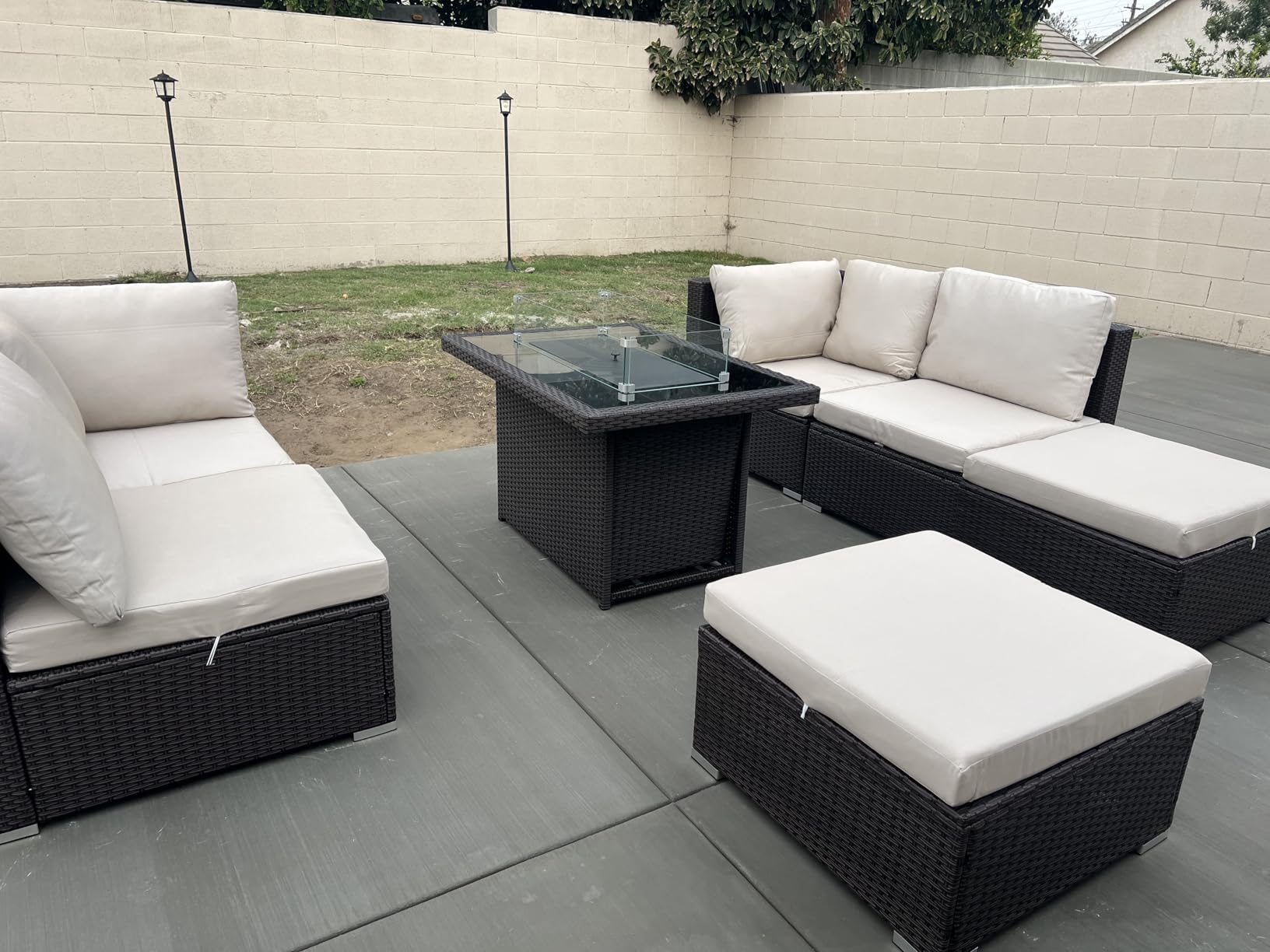 NICESOUL 8 Person Outdoor Patio Furniture Set, Extra Large Wicker Sectional Sofa with Ottoman, All-Weather Wide and Deep Seating Conversations for Outside Garden, 29.3'' High Back Comfy Couches,Grey customer photo 2