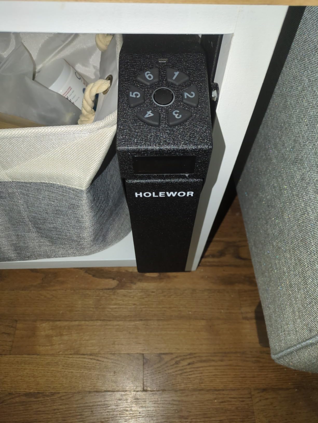 Drop Down Biometric Gun Safe for Handgun Mounted for Bedside Desk customer photo 1