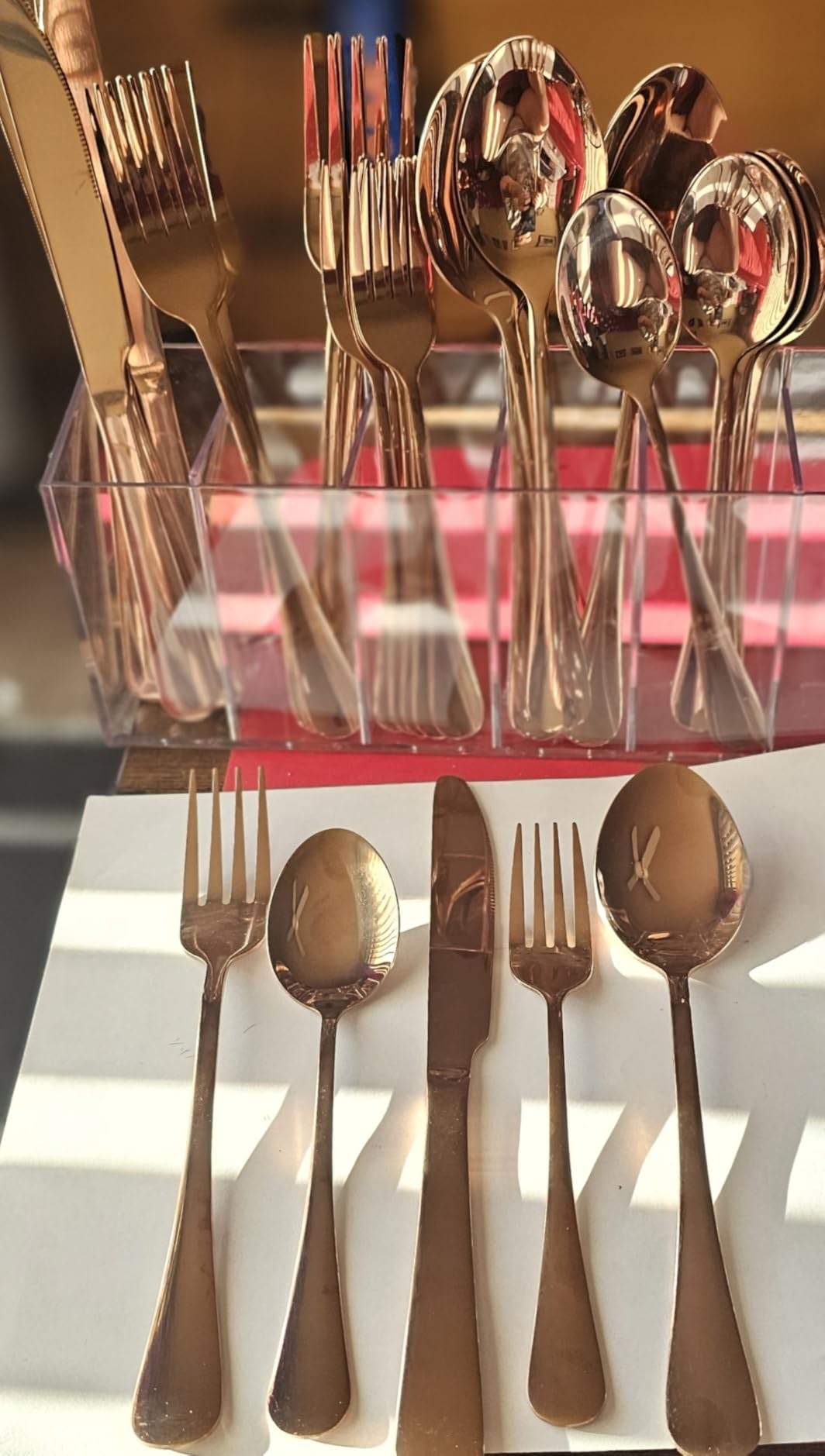 30 Pcs Gold Silverware Set Service for 6, Premium Stainless Steel Flatware Set, Cutlery Utensil Set, Durable Home Kitchen Eating Tableware Set, Include Fork Knife Spoon Set, Dishwasher Safe customer photo 2