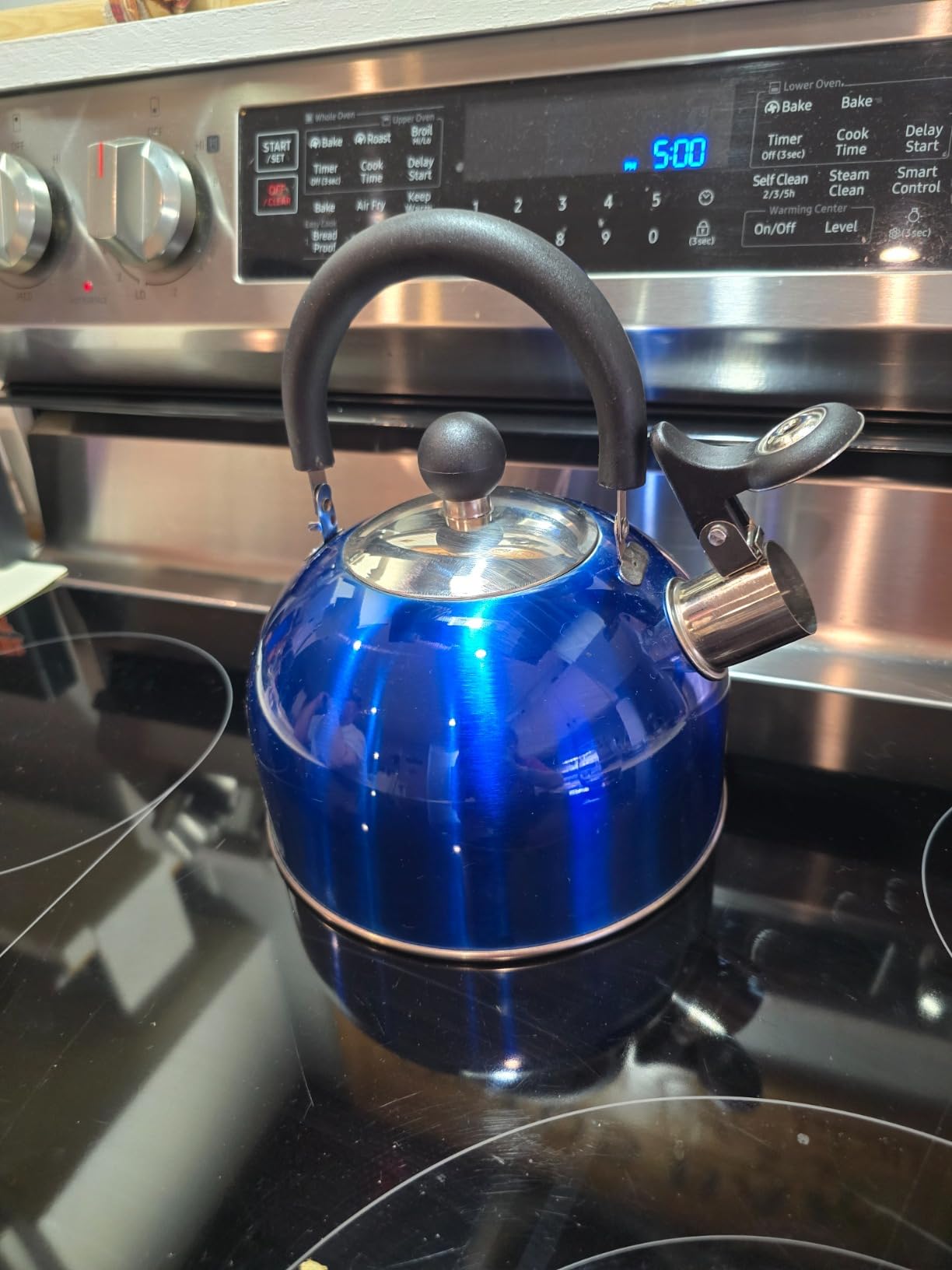 Lily's Home 2 Quart Stainless Steel Whistling Tea Kettle, the Perfect Stovetop Tea and Water Boilers for Your Home, Dorm, Condo or Apartment. (Blue) customer photo 2