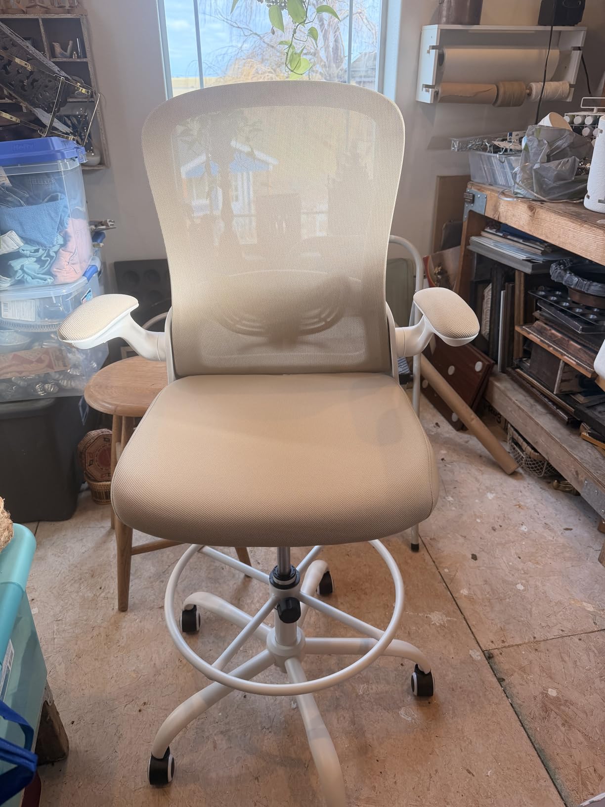 ErGear Drafting Chair with Footrest Ring and Flip-Up Arms for Tall Desks customer photo 2