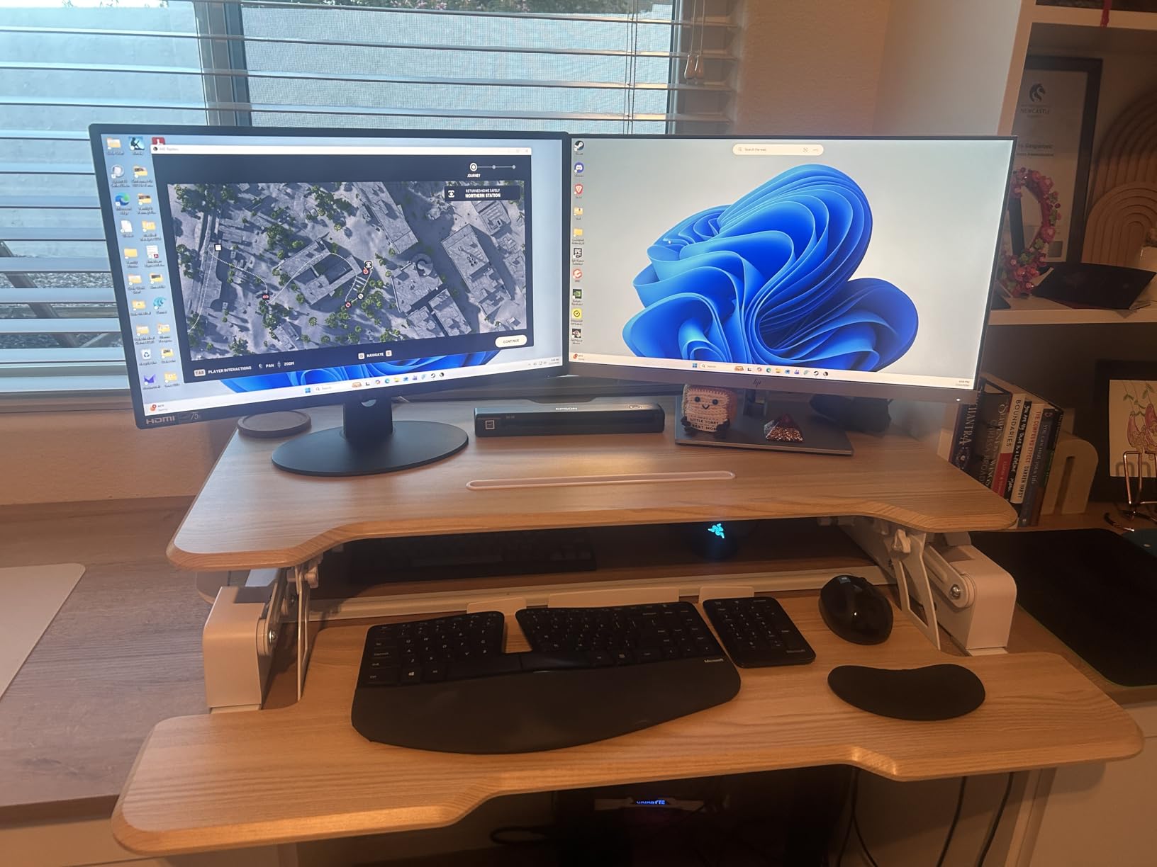 Mount-It! 38 Inch Standing Desk Converter - Gas Spring Sit Stand Desk Riser for Dual Monitors - Height Adjustable Desktop Workstation with Keyboard Tray - Black customer photo 2