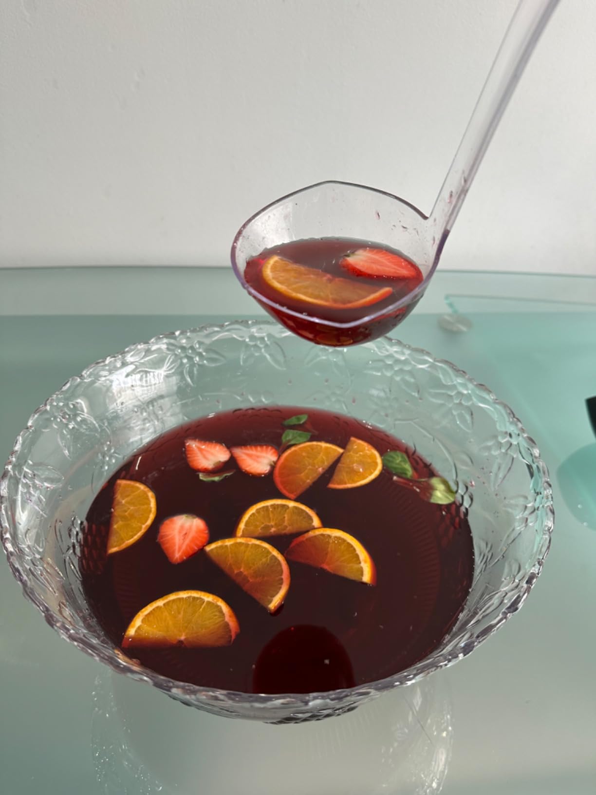 Large Clear Plastic Punch Bowl Set with Ladle, 8 Quart Serving Bowl for Parties, Clear Plastic 5 oz Serving Ladle, Embroidered Punch Bowl with Serving Ladle for Parties, BPA-free customer photo 2