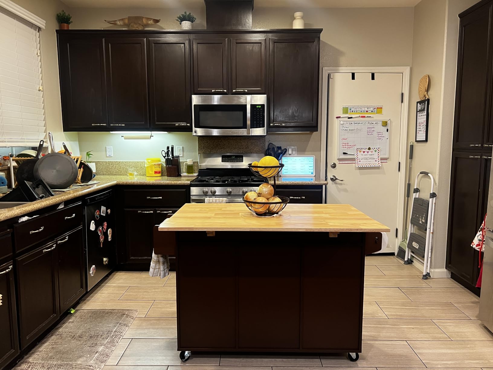 HLR Farmhouse Kitchen Island On Wheels, White customer photo 1