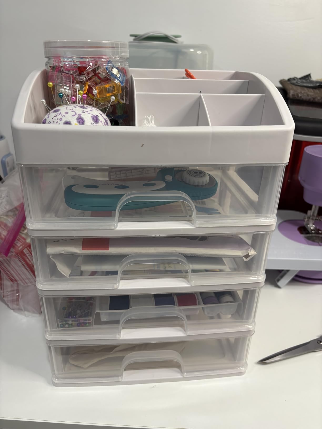 Desk Organizer with Drawers, 3 Drawers Storage Organizer, Desktop Storage Drawers for Office/School Supplies, Plastic Stationary Makeup Organizer, Desk Storage Box for Office, School, Home customer photo 2
