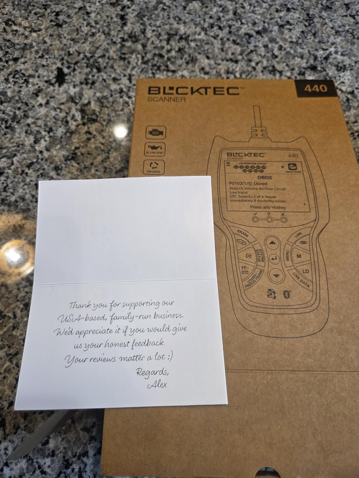 BLCKTEC 440 Bluetooth OBD2 Scanner Diagnostic Tool - Car Code Reader and Scanner for Car - Comes with Live Data - Battery/Charging System Test - Works for All OBD Compliant Cars 1996 & Newer customer photo 1