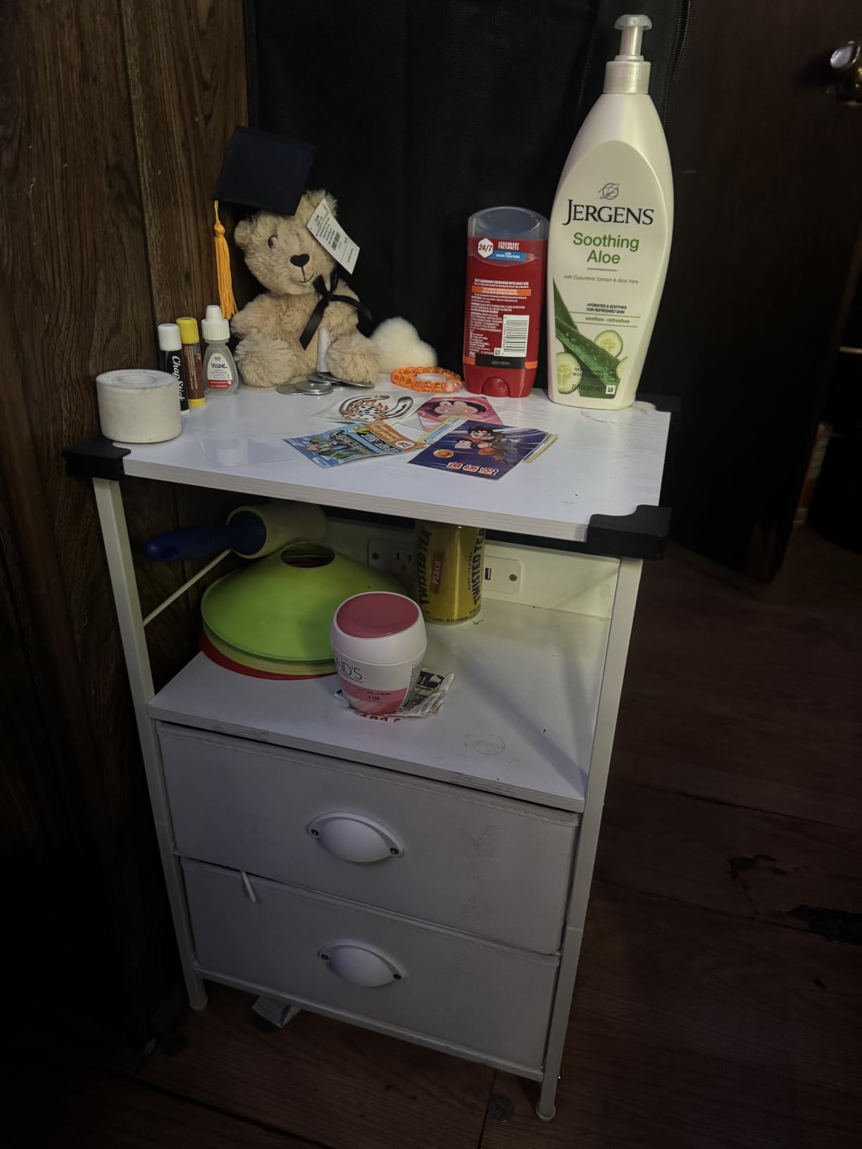 Furologee Night Stand with Charging Station, 2 Fabric Drawers, White customer photo 1