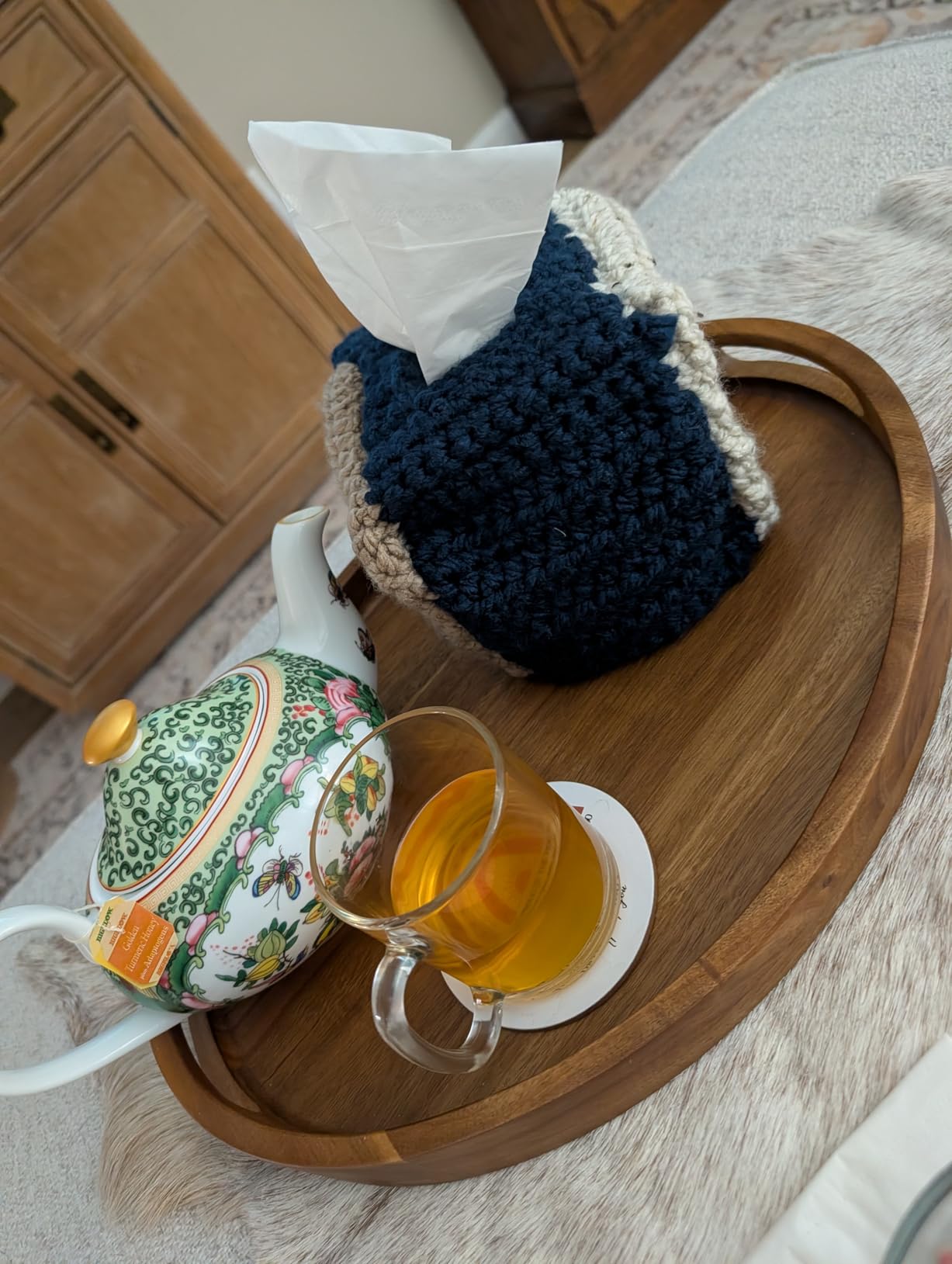 Acacia Wood Serving Tray with Handles - 17