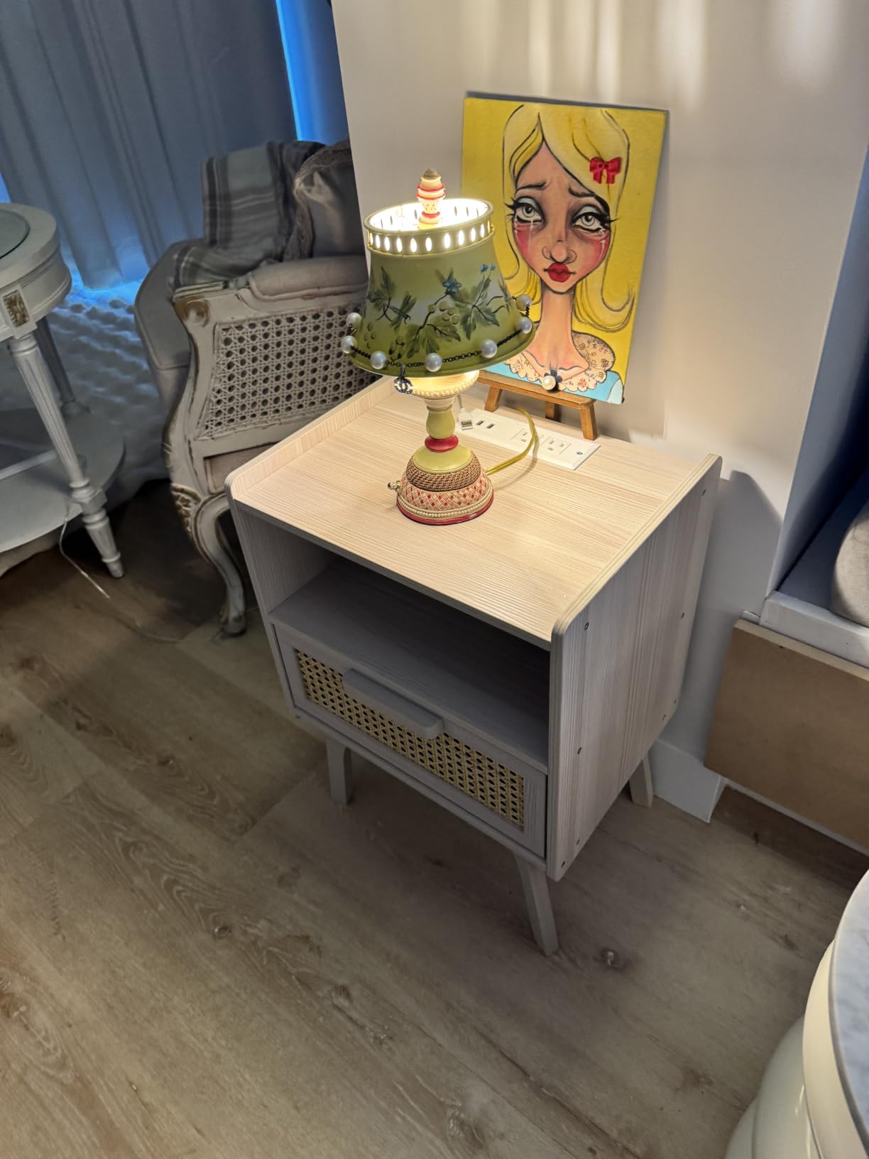 Lerliuo Rattan Nightstand with Charging Station, Boho Night Stand customer photo 1