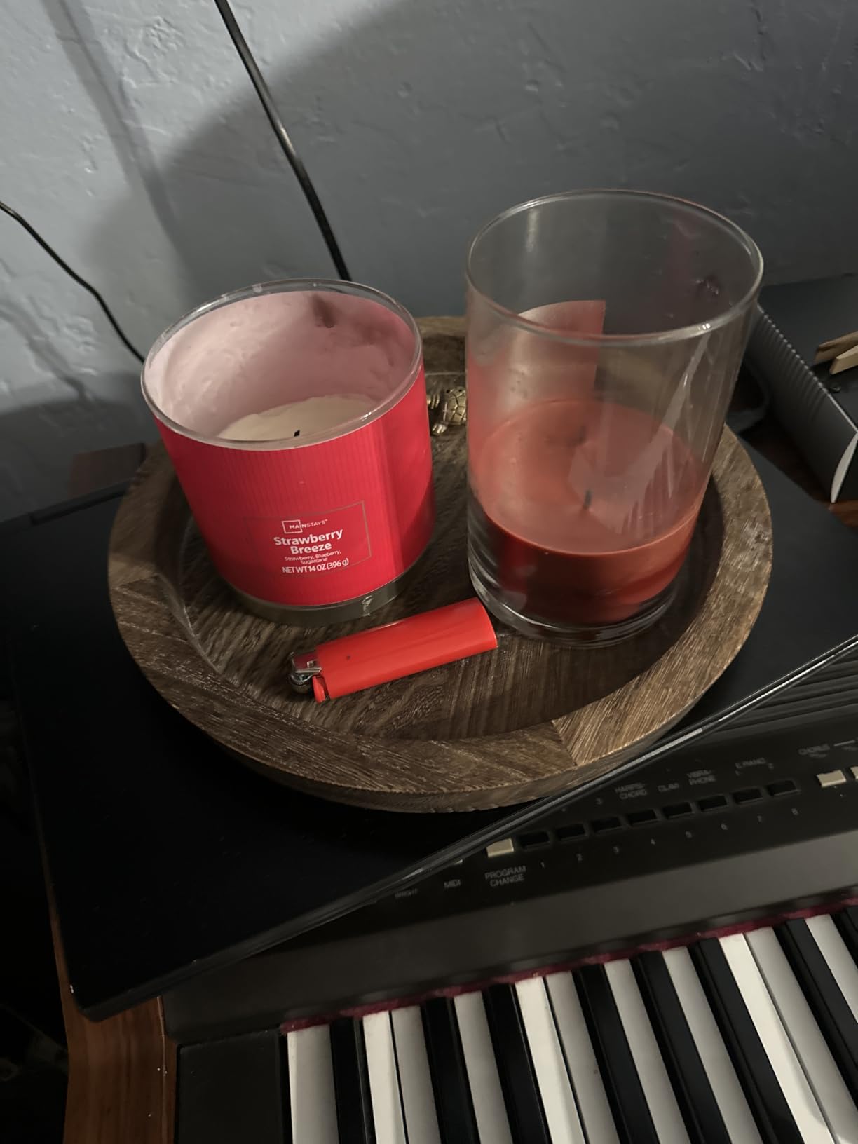Hanobe Round Wooden Candle Holder Trays for Coffee Table, Distressed Finish customer photo 1