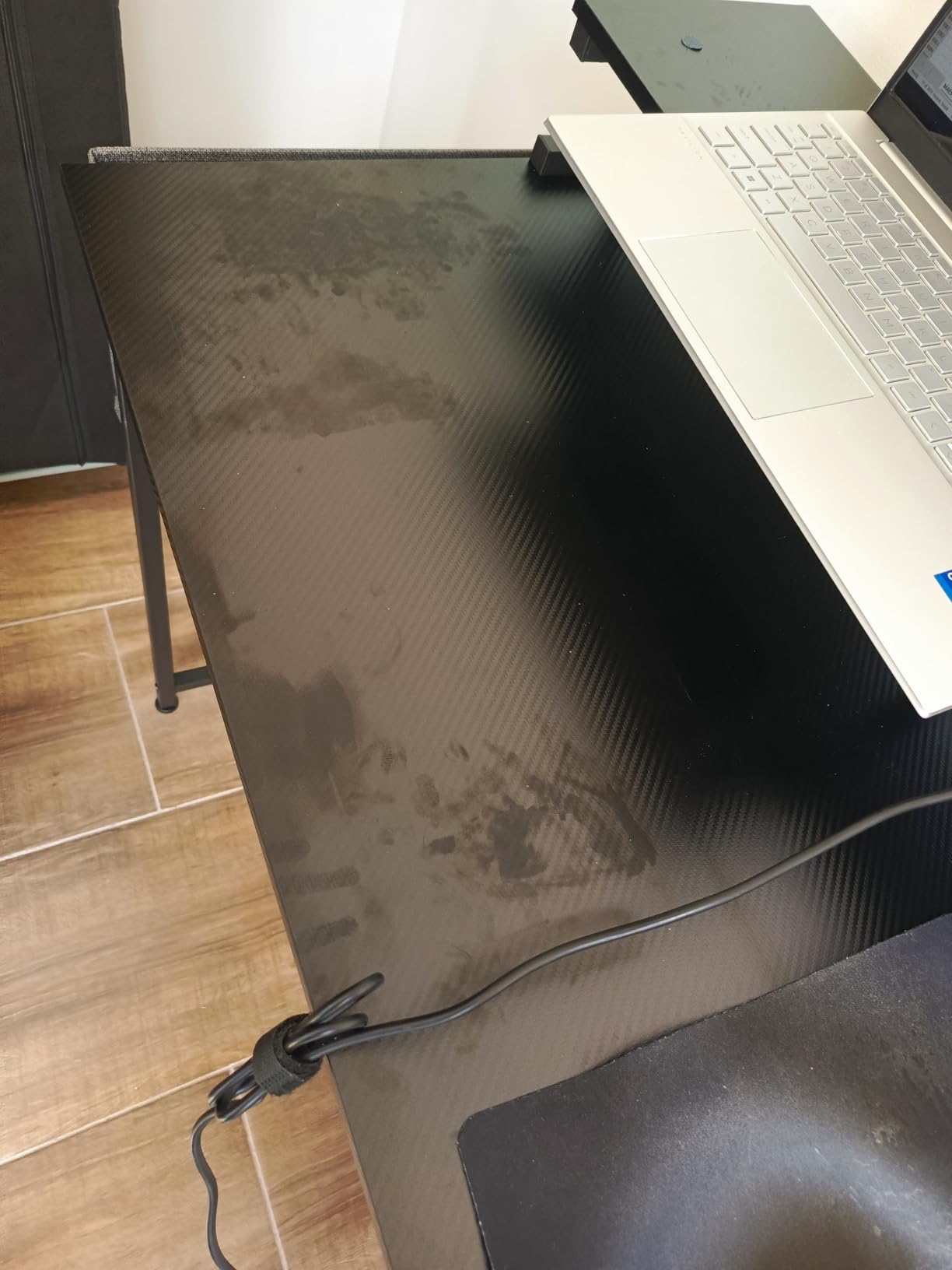 ODK 58 Inch L Shaped Gaming Desk with LED Lights, Power Outlets, Black customer photo 2
