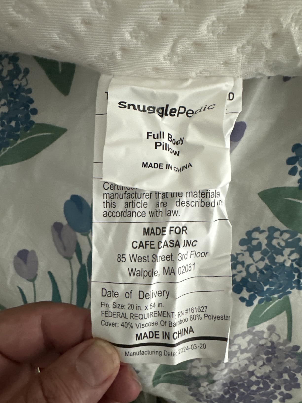 Snuggle-Pedic 18x54 Down Alternative Maternity Body Pillow for Side Sleeper customer photo 1