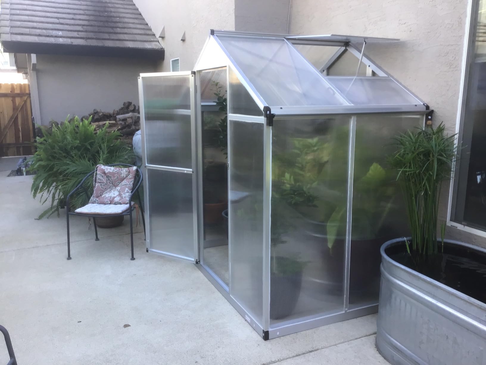 Outsunny 8' x 6' Greenhouse for Outdoors, Polycarbonate Greenhouse with Rain Gutter and Roof Vent, Aluminum Walk-in Green Houses for Outside Patio Backyard Garden customer photo 2