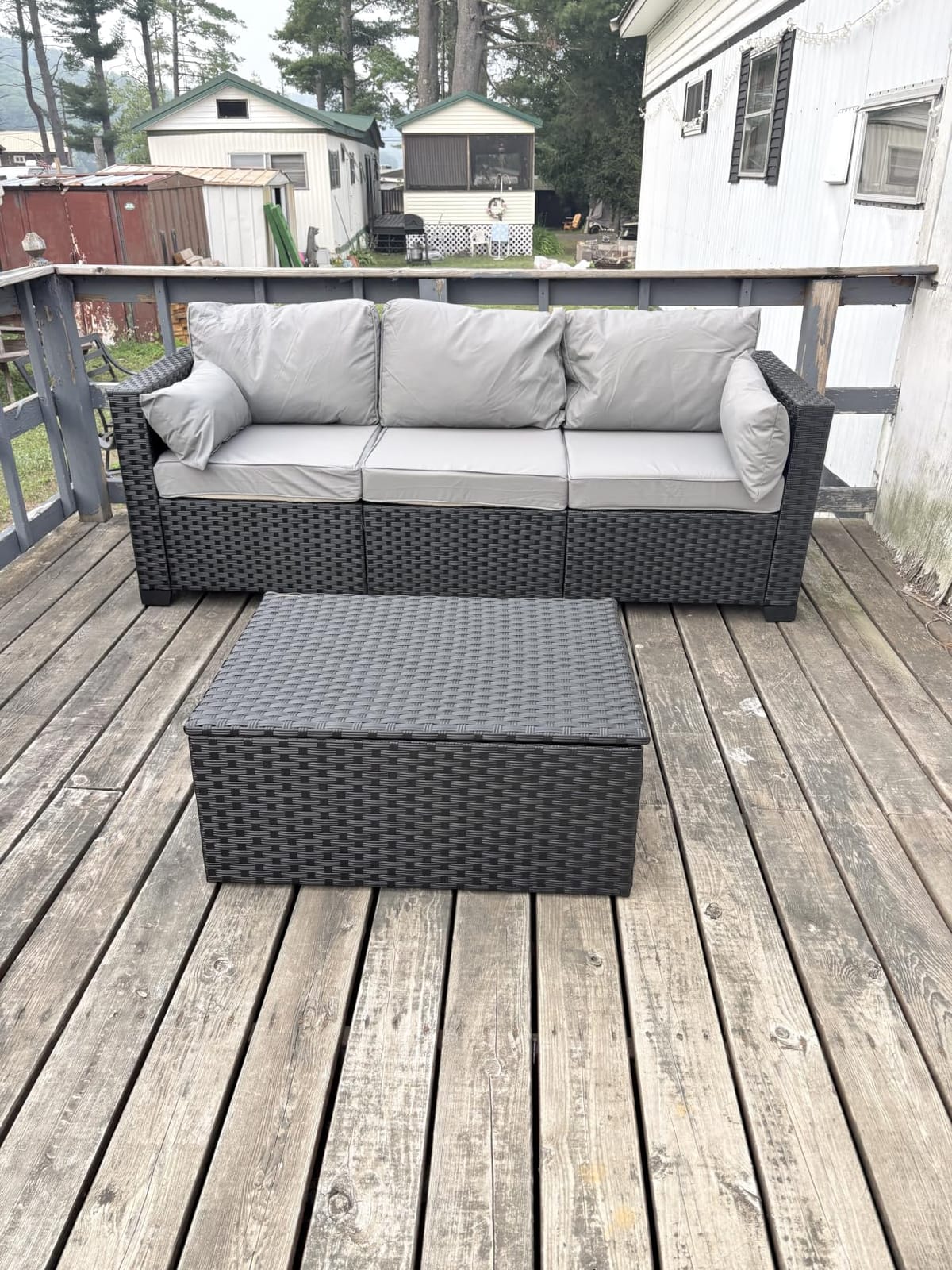 Patio Furniture Set 45 In Outdoor Fire Pits 7 Pieces Outdoor Patio Furniture 60000 BTU Outdoor Propane Fire Pit Table Patio Sofa Outdoor Chairs Anti-slip Cushions Waterproof Covers, Light Grey customer photo 2