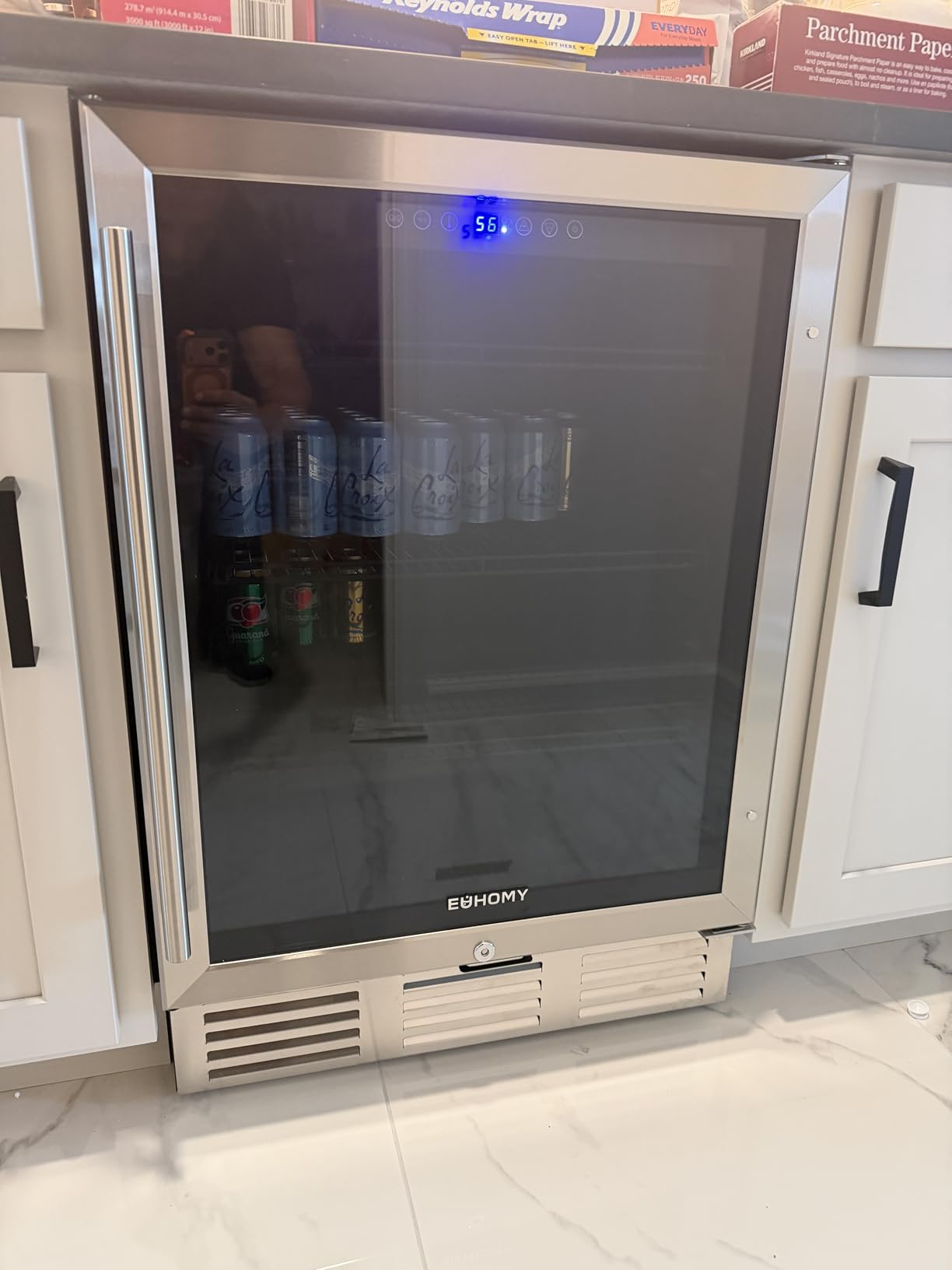 EUHOMY 24 Inch Beverage Refrigerator, 180 Can Under Counter Refrigerator customer photo 1
