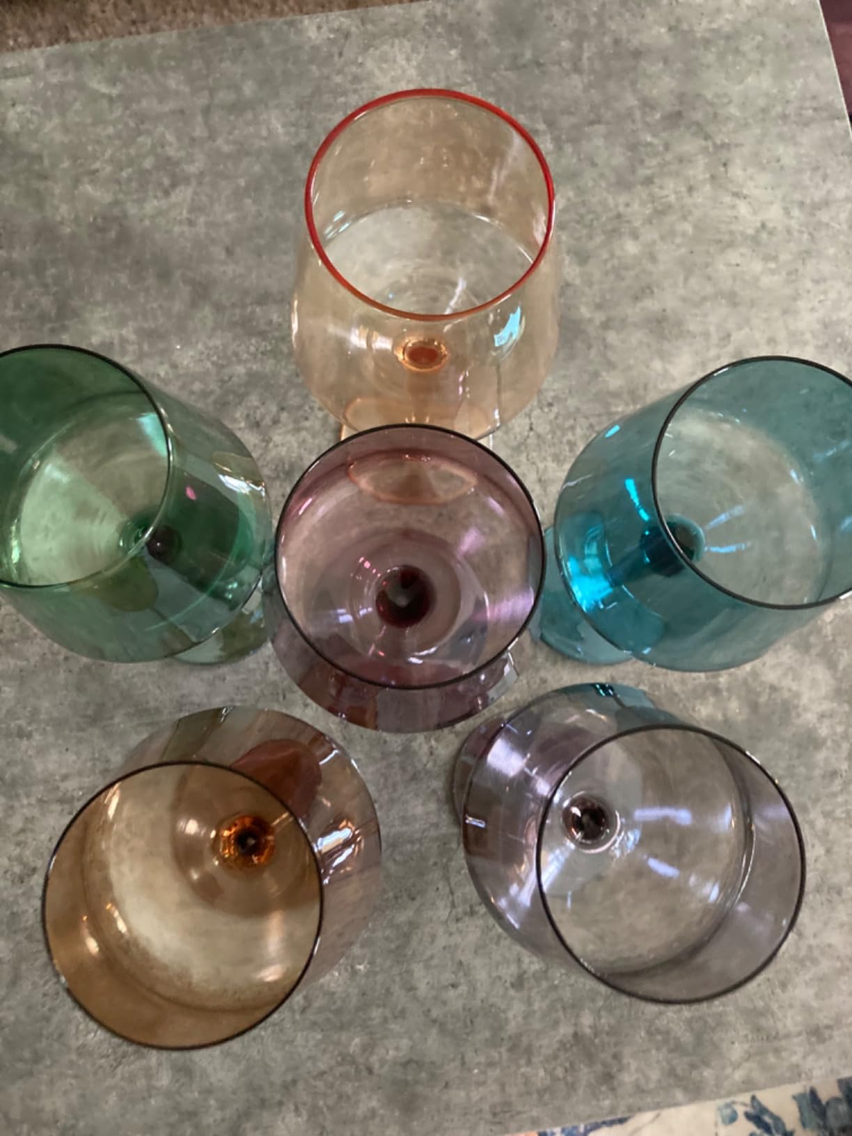 Colored Wine Glasses Set of 6, 18oz (Hand Blown) Crystal Colorful Wine Glasses with Stem - Multicolor Wine Glass Wedding Gift Set for Wine Lovers, Red White Wine Dinner customer photo 2