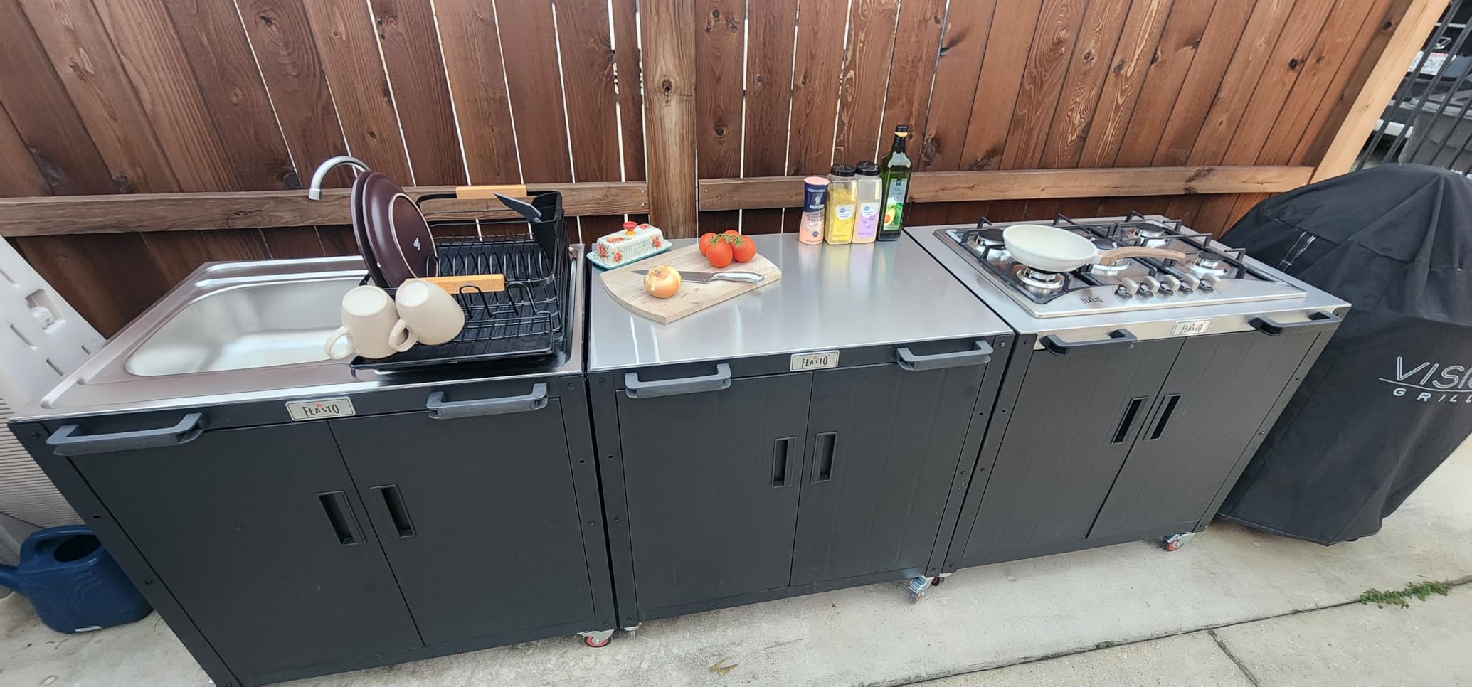 Feasto Modular Outdoor Kitchen Island with Storage and Stainless Steel Top customer photo 1