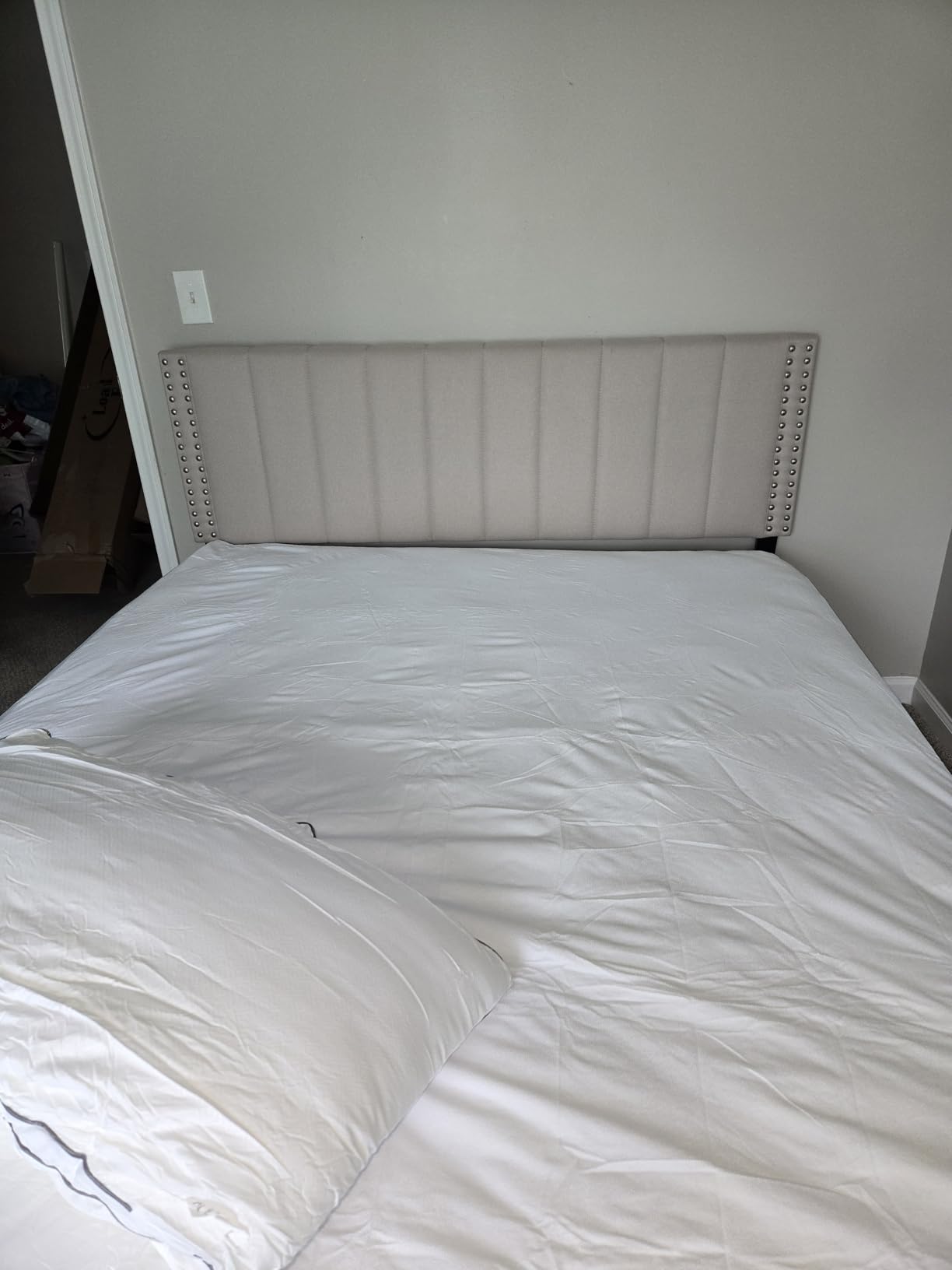 Gizoon Upholstered Full Bed Frame with 4 Storage Drawers, Headboard Adjustable, Noise Free, Wooden Slats Support, Fits 6” to 12” Mattress, No Box Spring Needed customer photo 2