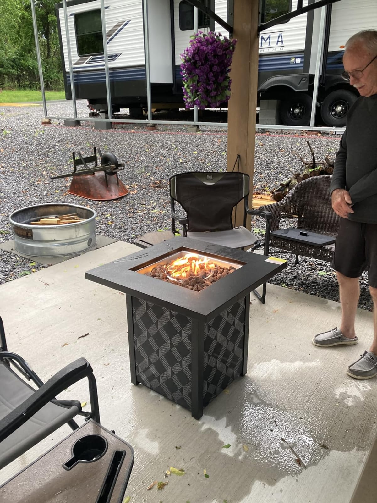Ciays 28Inch Propane Fire Pit Table, 50,000 BTU Outdoor Gas Fire Pit Table CSA-Certified for Outside Patio with Removable Lid and Lava Rocks, Add Warmth and Ambience to Parties, Backyard, Garden customer photo 2