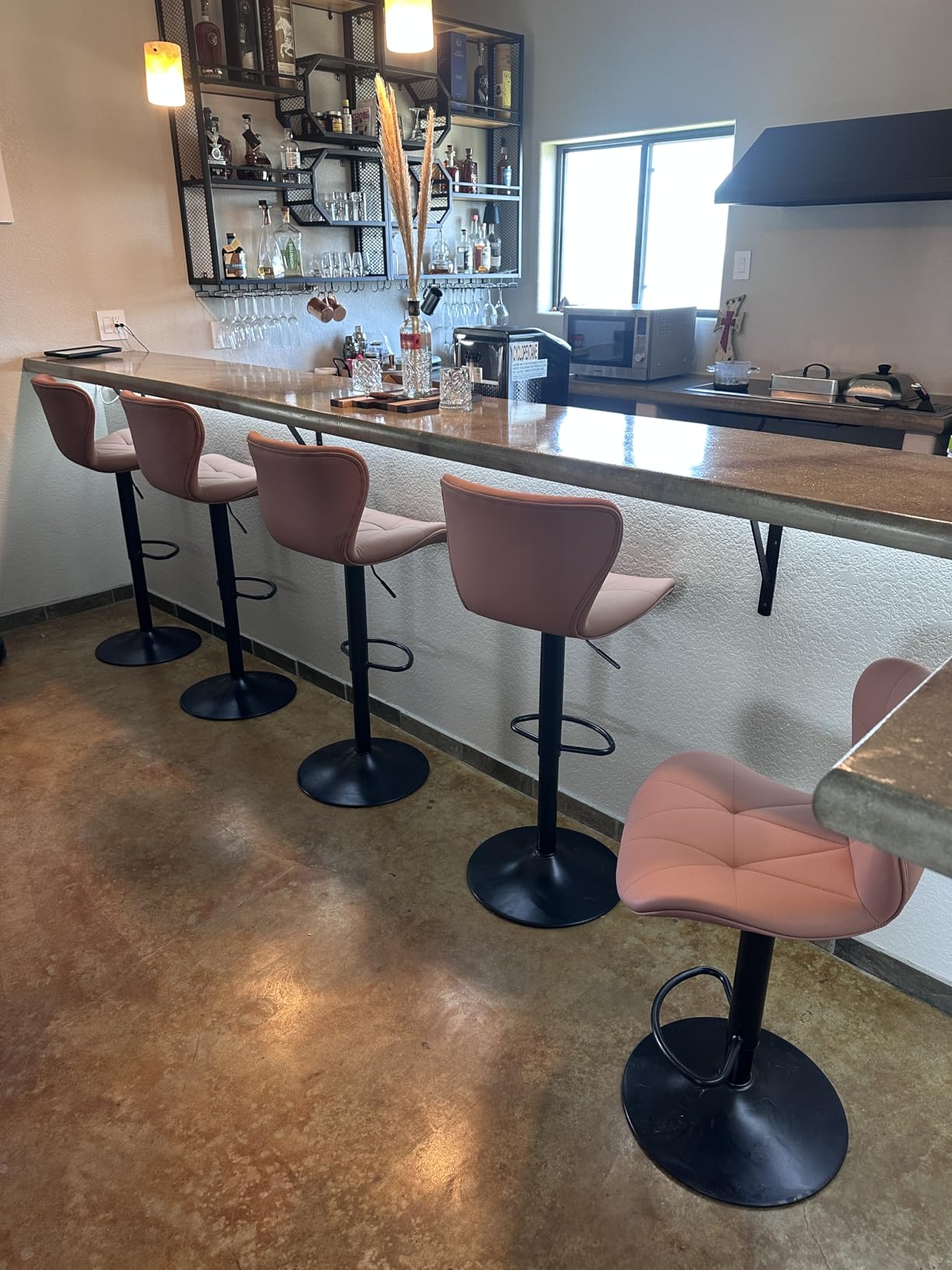 Nalupatio Modern Bar Stools Set of 2, Adjustable Faux Leather Upholstered Swivel Bar Stools, Counter Height Bar Chairs with Back for Kitchen Island, Black customer photo 1