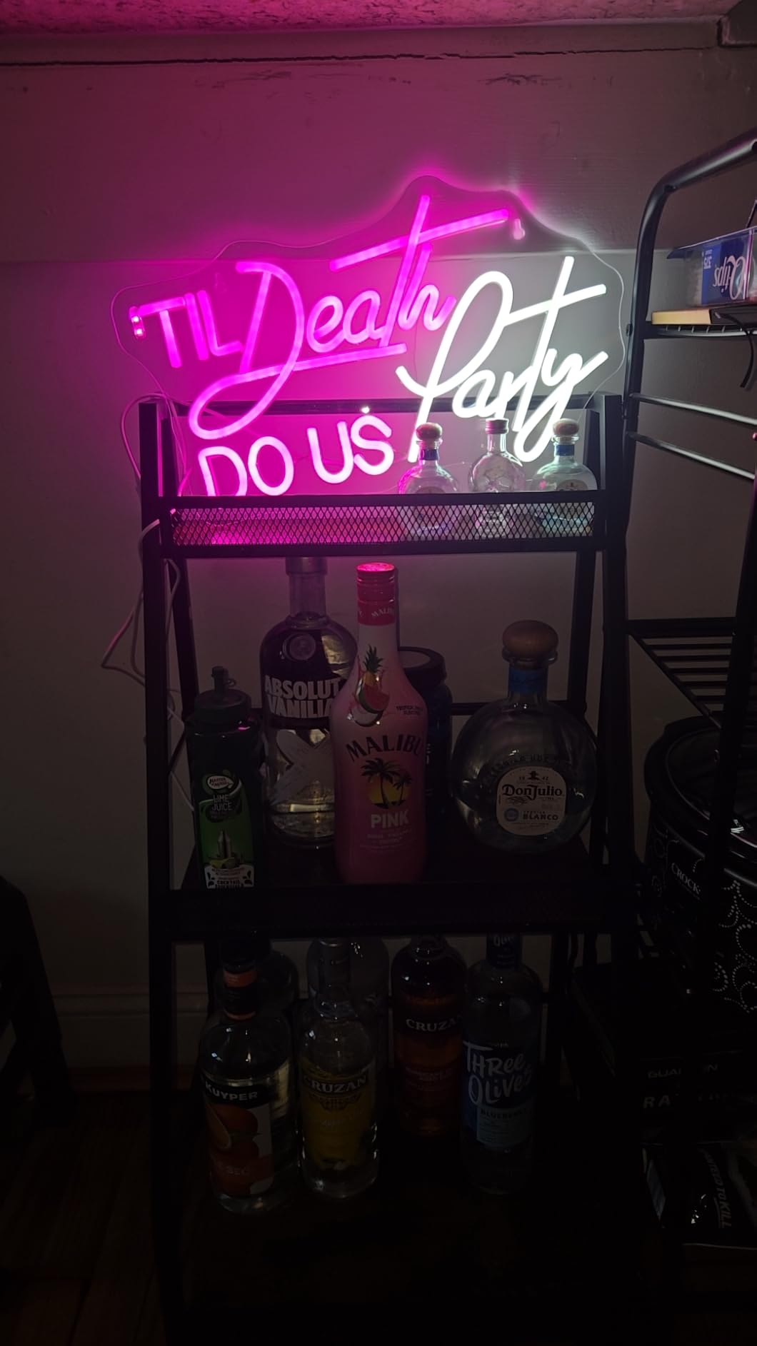 Versatile Liquor Stand for Home Bar, Wine Rack Freestanding Floor, Mini Bar Table for Liquor Whiskey Wine, 3-Tier Trapezoidal Liquor Bottle Display Shelf with Glass Holder and Fences(Patent Pending) customer photo 2