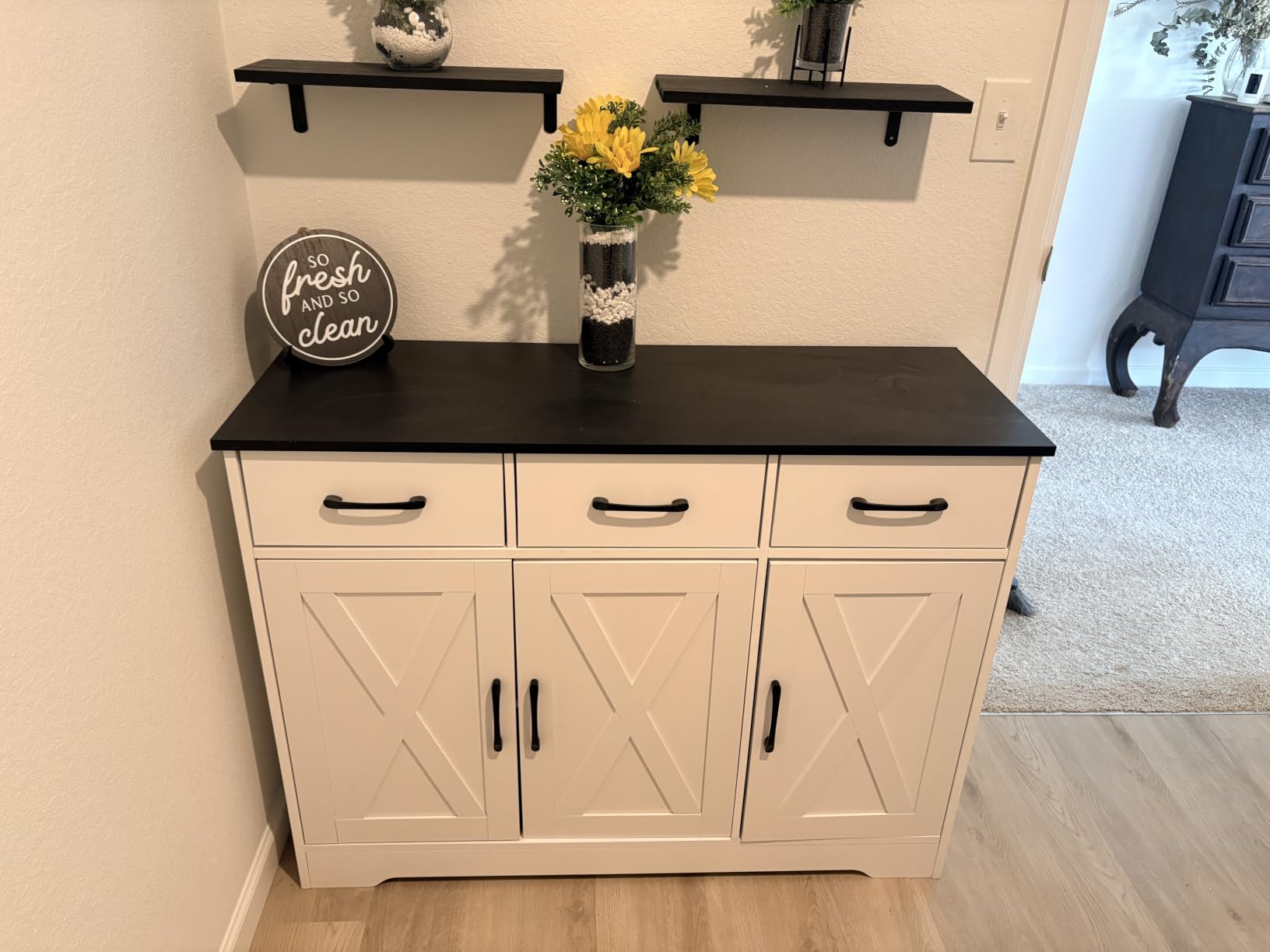 HOSTACK Kitchen Buffet Cabinet with Storage, Sideboard Coffee Bar, Brown customer photo 2
