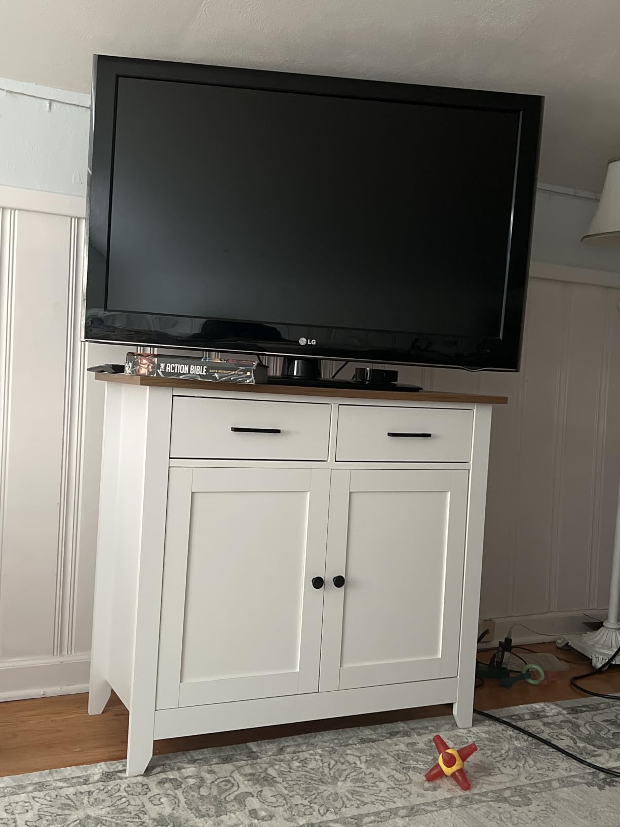 HORSTORS Farmhouse Kitchen Storage Cabinet, Small Buffet, Coffee Bar, Black customer photo 2