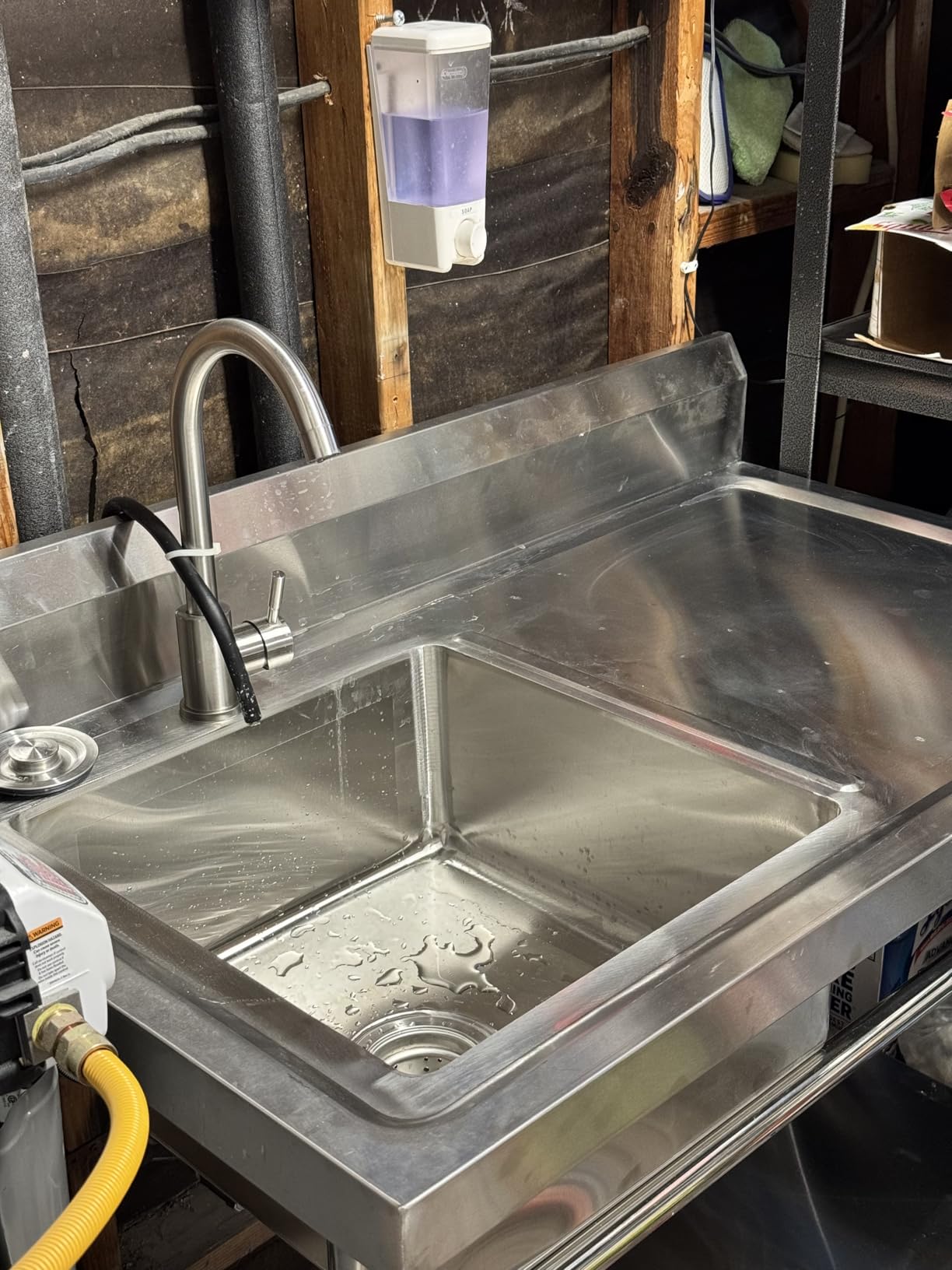Utility Sink Freestanding Single Bowl Laundry Sink with Hot and Cold Water Plumbing Workbench & Storage Stainless Steel Sink for Kitchen and Bathroom Farmhouse Style, 39Inch, Metallic Gray customer photo 1