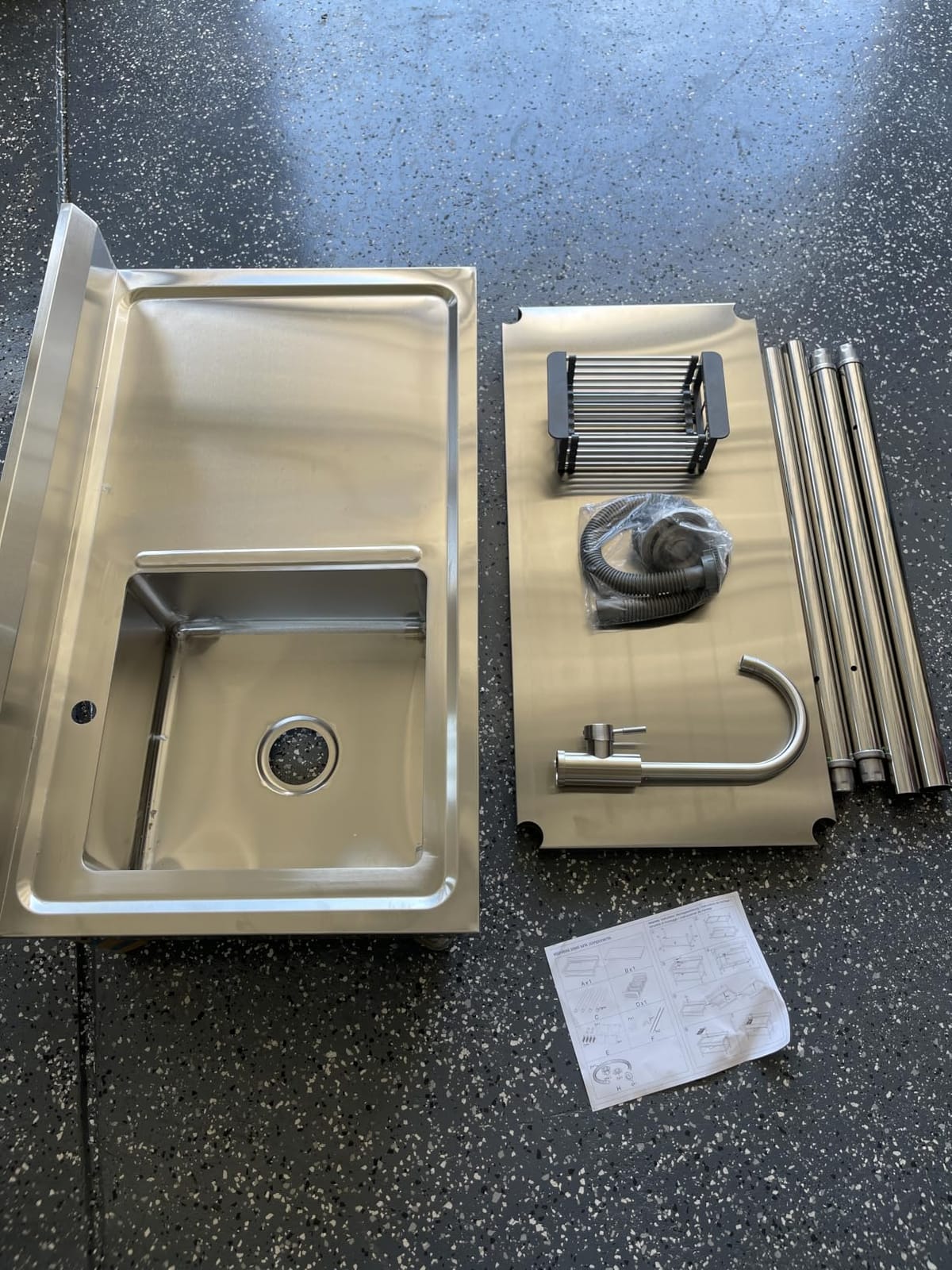 Utility Sink Freestanding Single Bowl Laundry Sink with Hot and Cold Water Plumbing Workbench & Storage Stainless Steel Sink for Kitchen and Bathroom Farmhouse Style, 39Inch, Metallic Gray customer photo 2