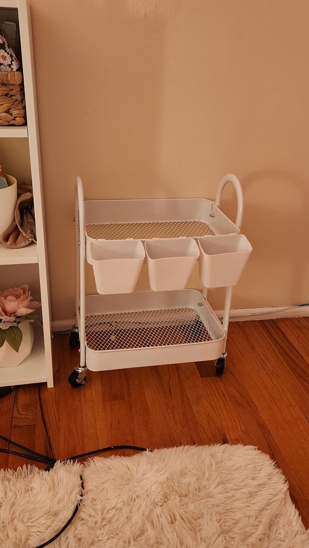 3 Tier Heavy Duty White Metal Rolling Cart with Lockable Wheels, Baby Carts customer photo 1