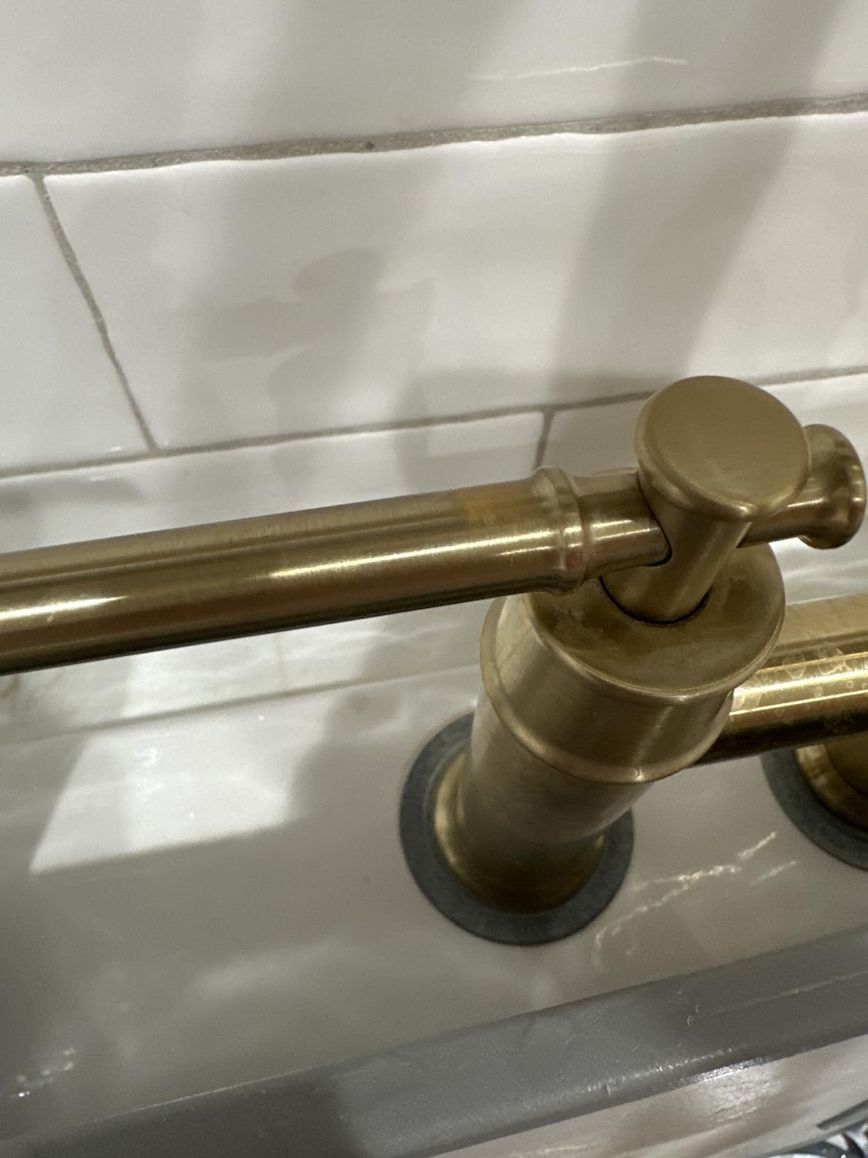 Brushed Bronze Bridge Kitchen Faucet with Pull Down Sprayer, Lava Odoro Transitional Bronze Gold Kitchen Sink Faucet 3 Hole 2 Handle Antique Brass Bridge Kitchen Faucet, KF501-BB customer photo 2