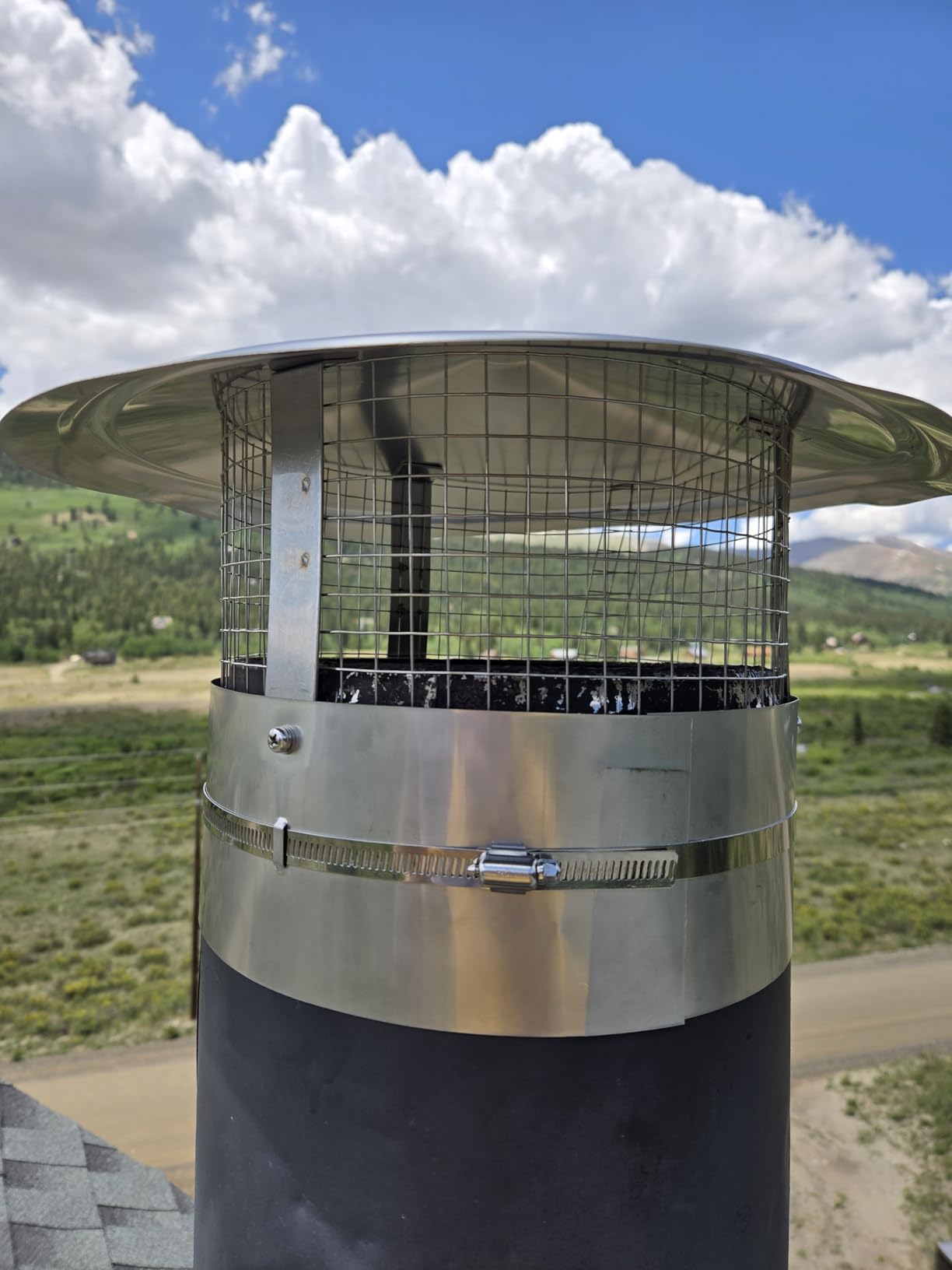 9 Inch Round Chimney Cap,Adjustable Roof Cap for Vents,Chimney Cap with Screen in Stainless Steel,Round Rain Cap for All-Round Chimney Protection,Round Roof Rain Chimney Cover,9 Inch Round Chimney Cap customer photo 1