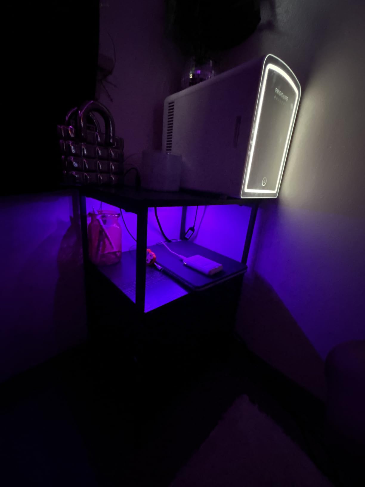 Huuger Night Stand with Charger Station and LED Lights, 2 Drawer Nightstand customer photo 1