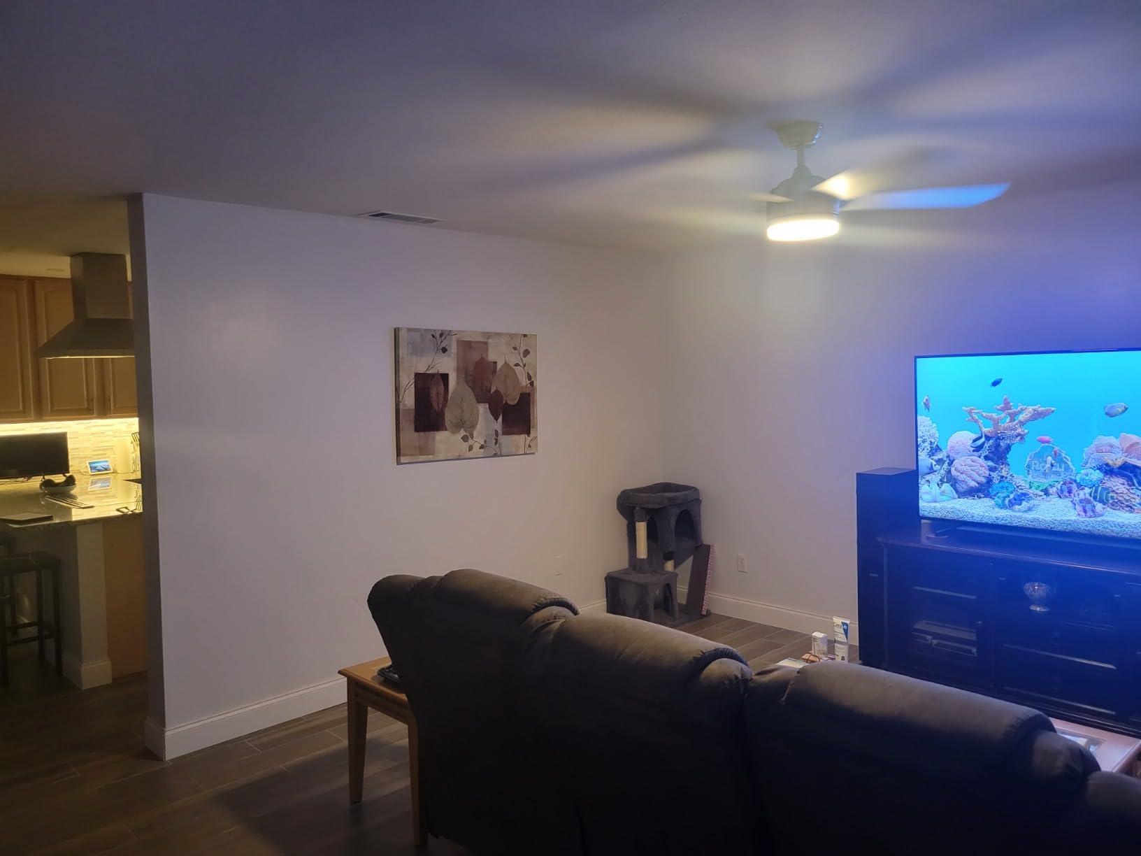 YUHAO 44 Inch White Ceiling Fan with Light and Remote Control.Noiseless,Dimmable,3CCT,6 Speeds Reversible, DC Ceiling Fans for Indoor or Covered Outdoor Use.ETL Listed customer photo 1