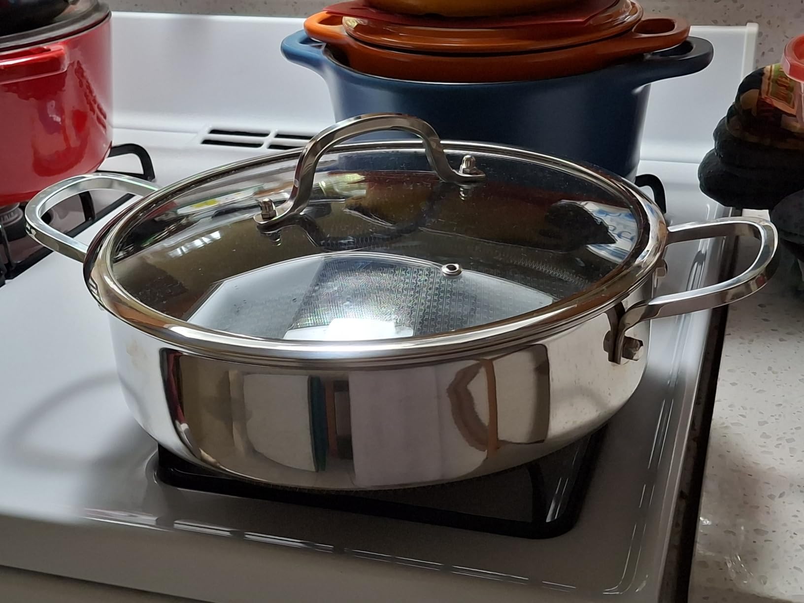 Saute Pan,Hybrid Non Stick 5 Quart Everyday Braiser pan,Chicken Fryer, PFOA Free Cookware,12 inch Deep Frying Pans with Lid,Dishwasher and Oven Safe,Works on Induction,Ceramic and Gas Cooktops customer photo 2
