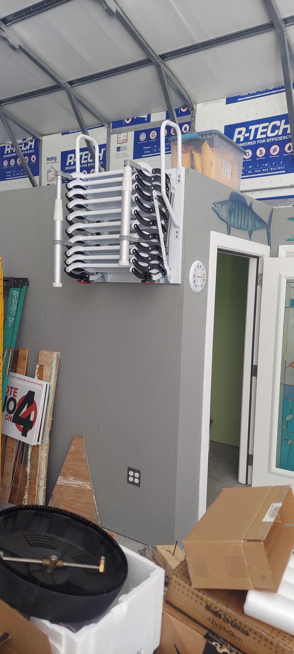 9.67-10.0FT Wall Mounted Attic Ladder with 2 Handrails, Up to 660 Lbs customer photo 1