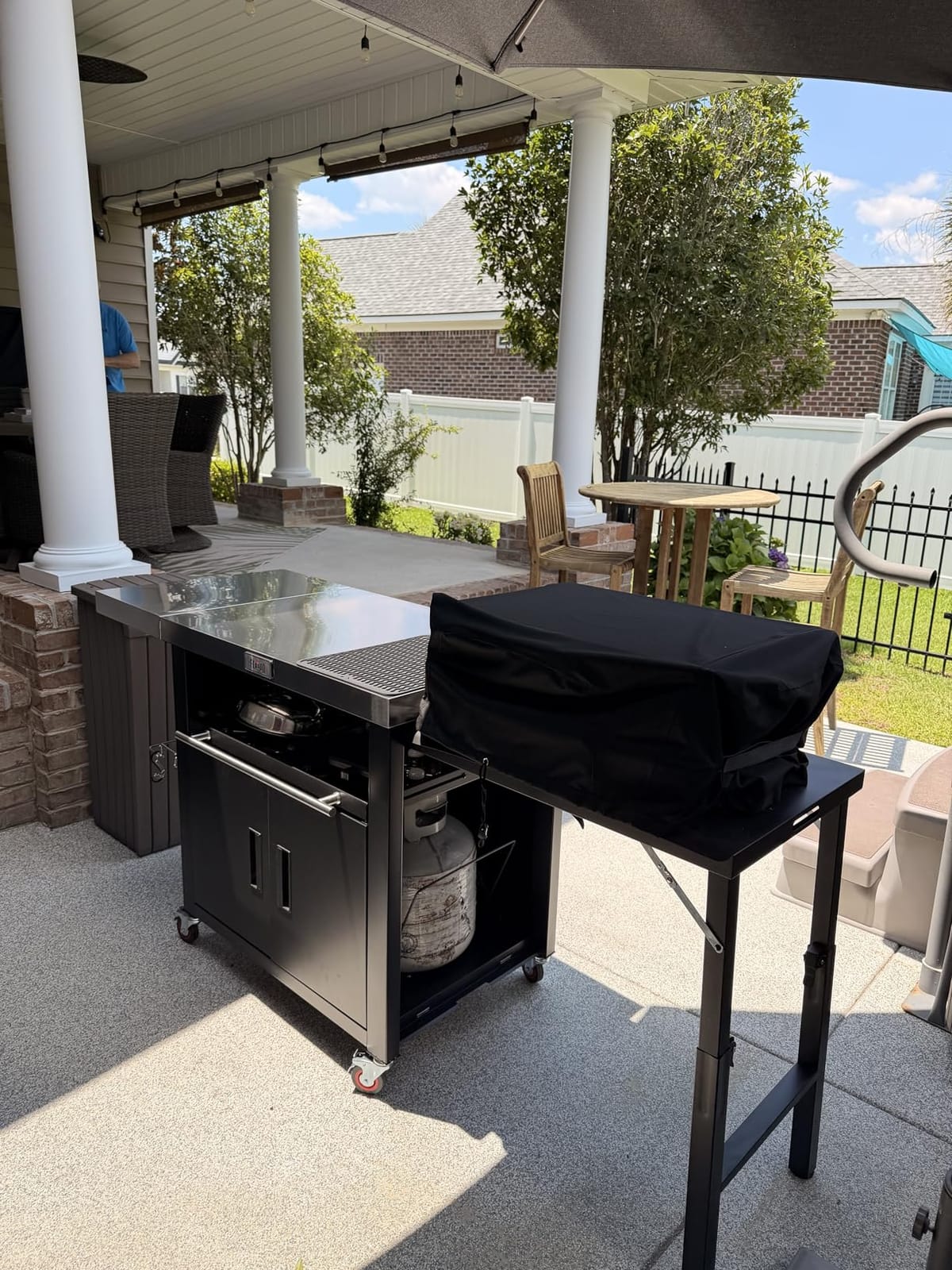 Feasto Outdoor Kitchen Island with Cabinet, 74” x 26” Rolling Grill Table customer photo 2