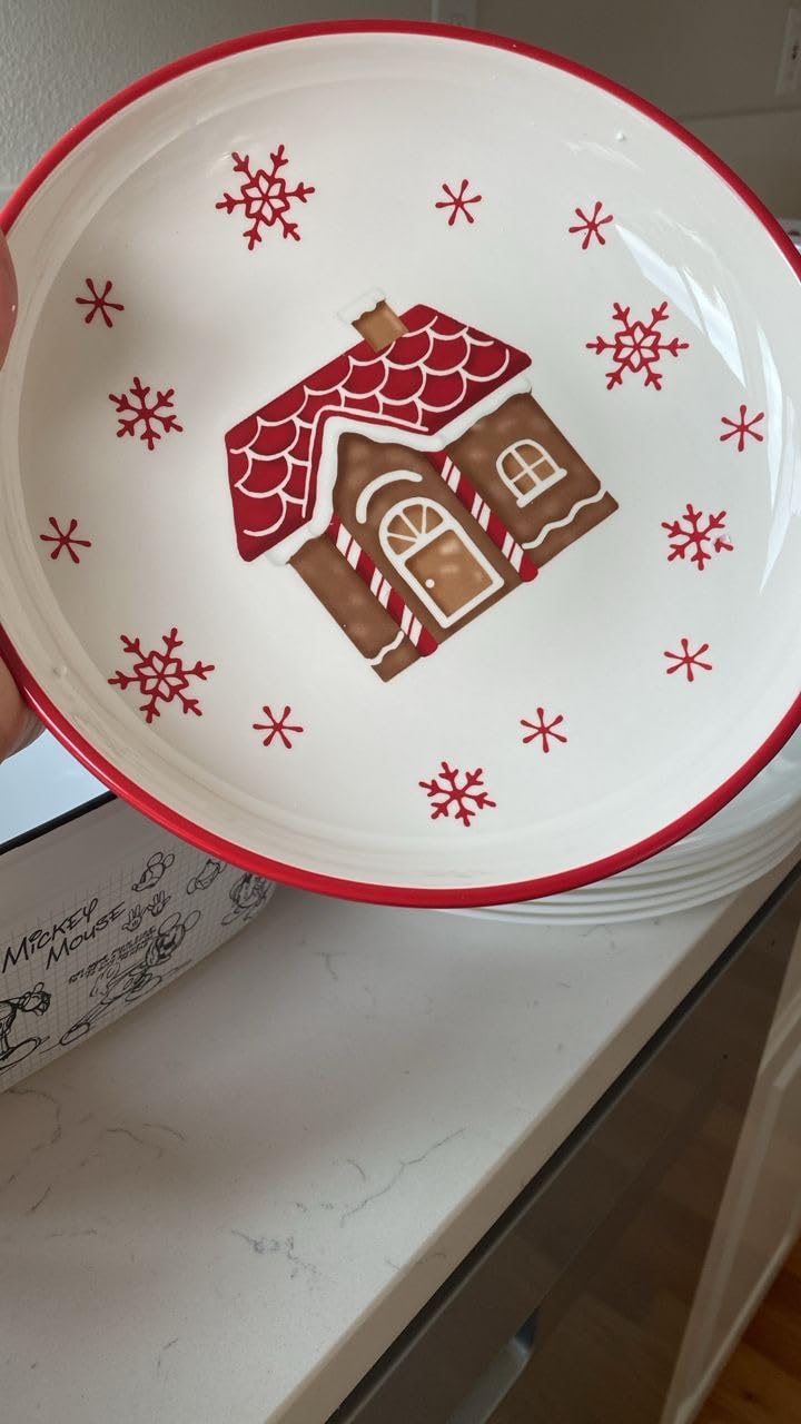 Bico Traditional Gingerbread Man Pasta Bowls, 35oz Salad Bowl Set of 4, Large Ceramic Serving Dinner Bowls for Soup and Cereal, Microwave and Dishwasher Safe, Gift for Housewarming and Holiday customer photo 1