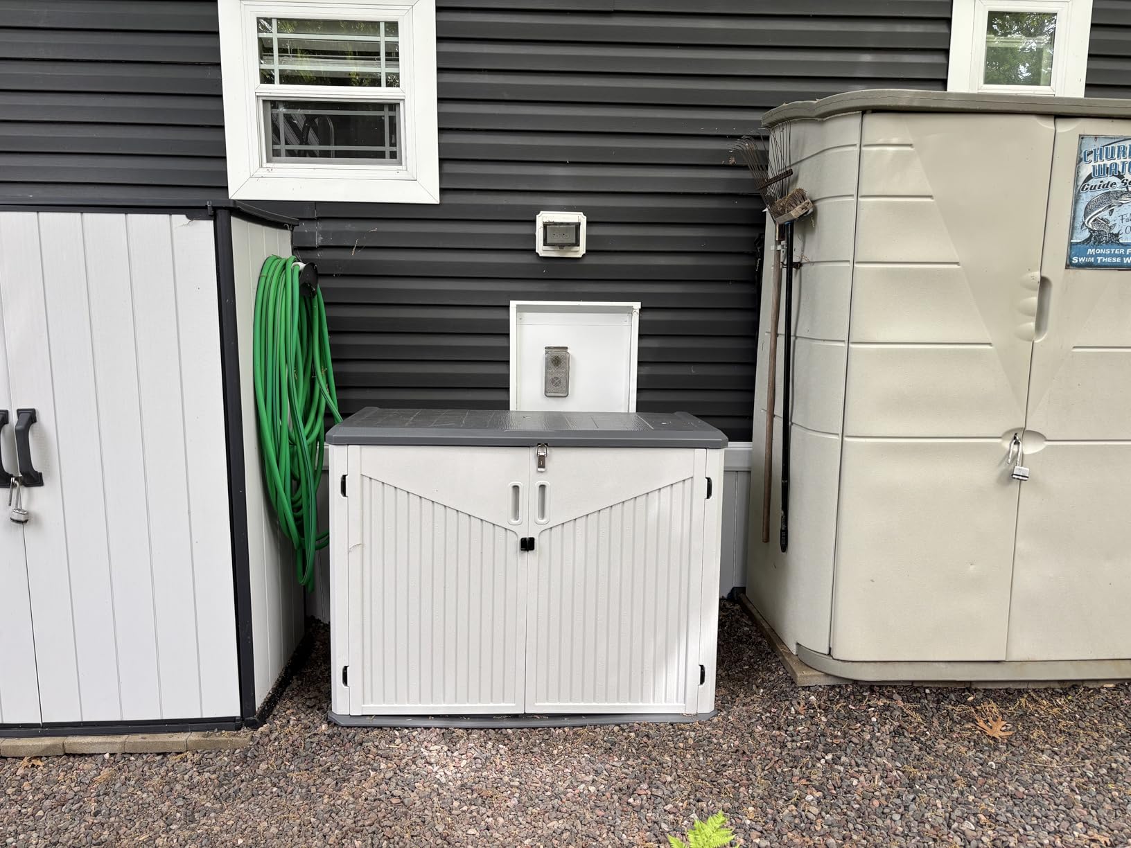 Aoxun Outdoor Storage Shed, 64 Cu.Ft Vertical Resin Sheds, White customer photo 1
