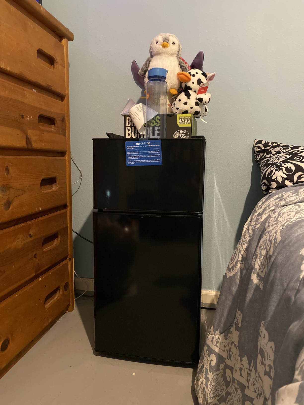 DEMULLER 45L Personal Double‑Door Mini Fridge With Freezer, Black customer photo 2