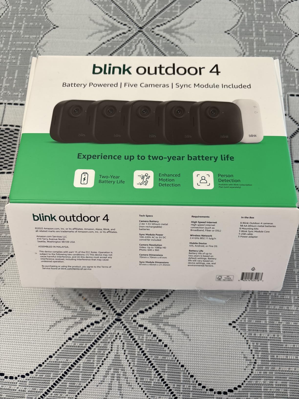 Blink Outdoor 4 – Wireless smart security camera, two-year battery life, 1080p HD day and infrared night live view, two-way talk. Sync Module Core included – 3 camera system customer photo 2