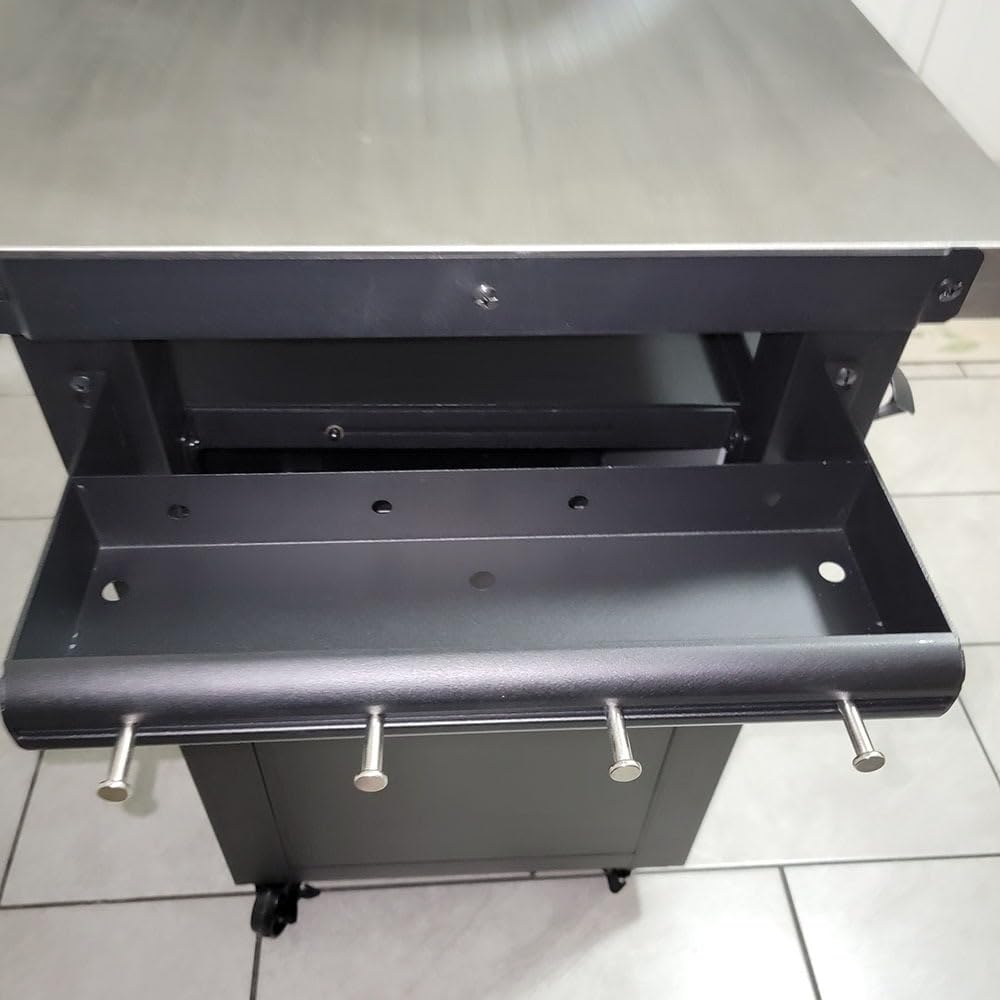 NUUK Grill Table with Storage Cabinet, Outdoor Grill Cart Pizza Oven Table with Wheels, Stainless Steel Top Kitchen Island 20