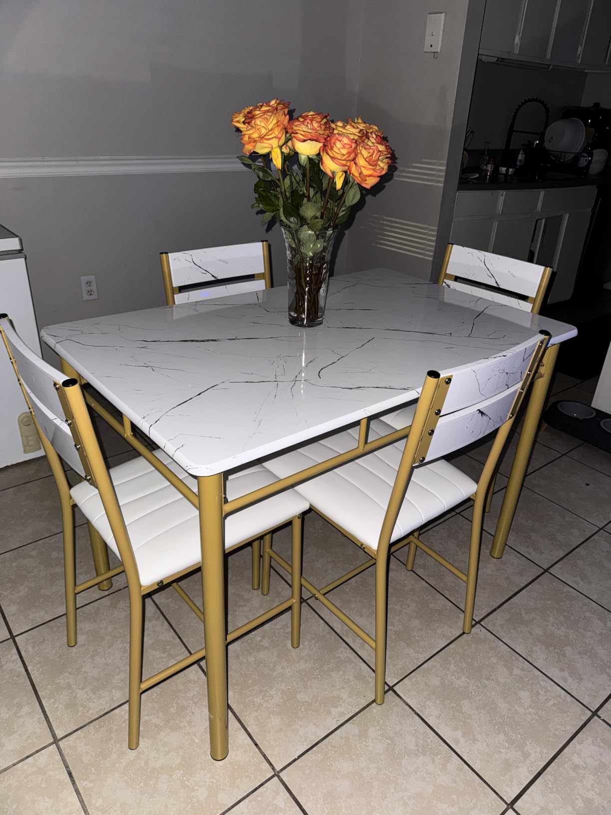 IRONCK Dining Table Set for 4, Grey customer photo 1
