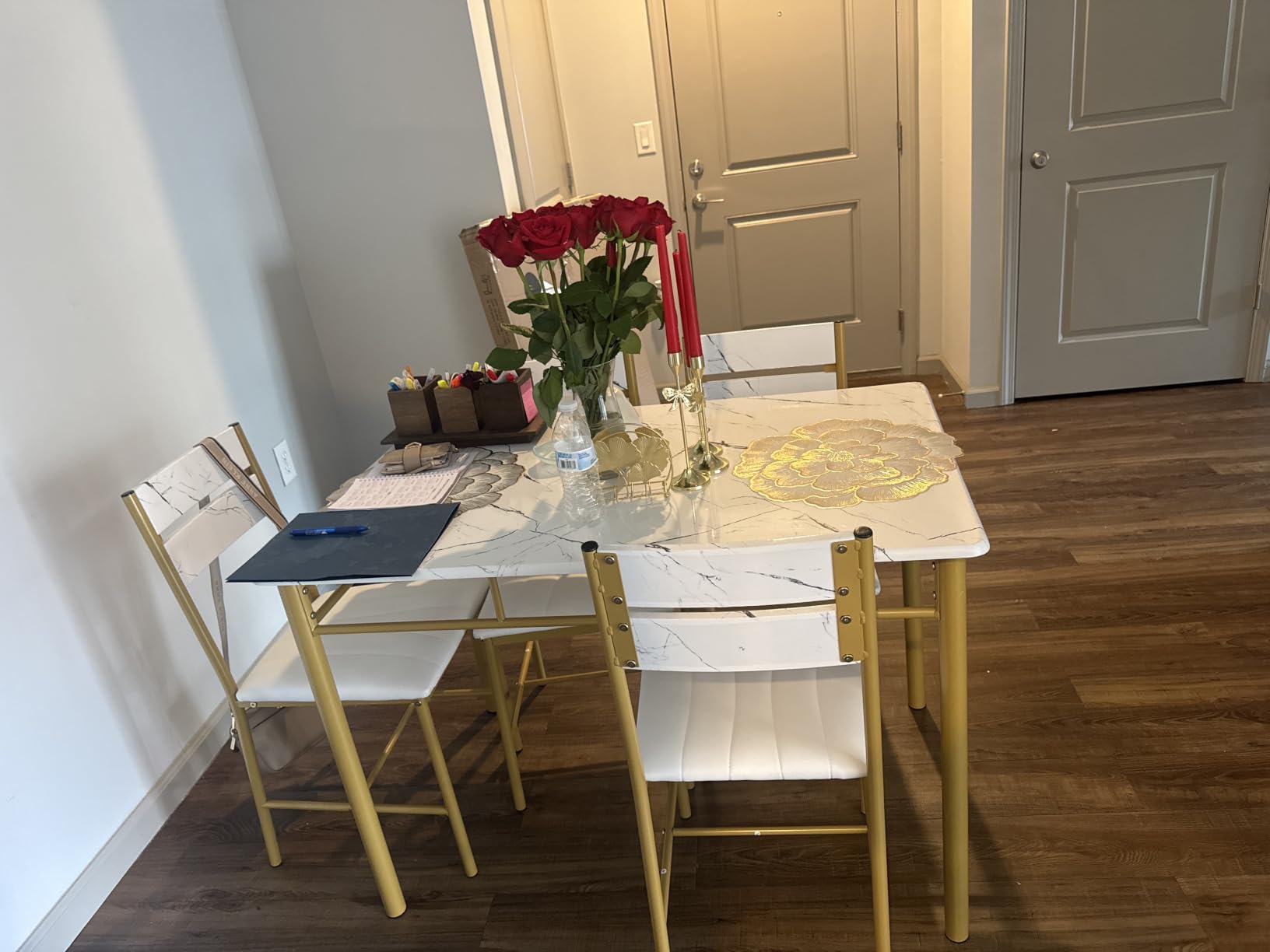 IRONCK Dining Table Set for 4, Grey customer photo 2